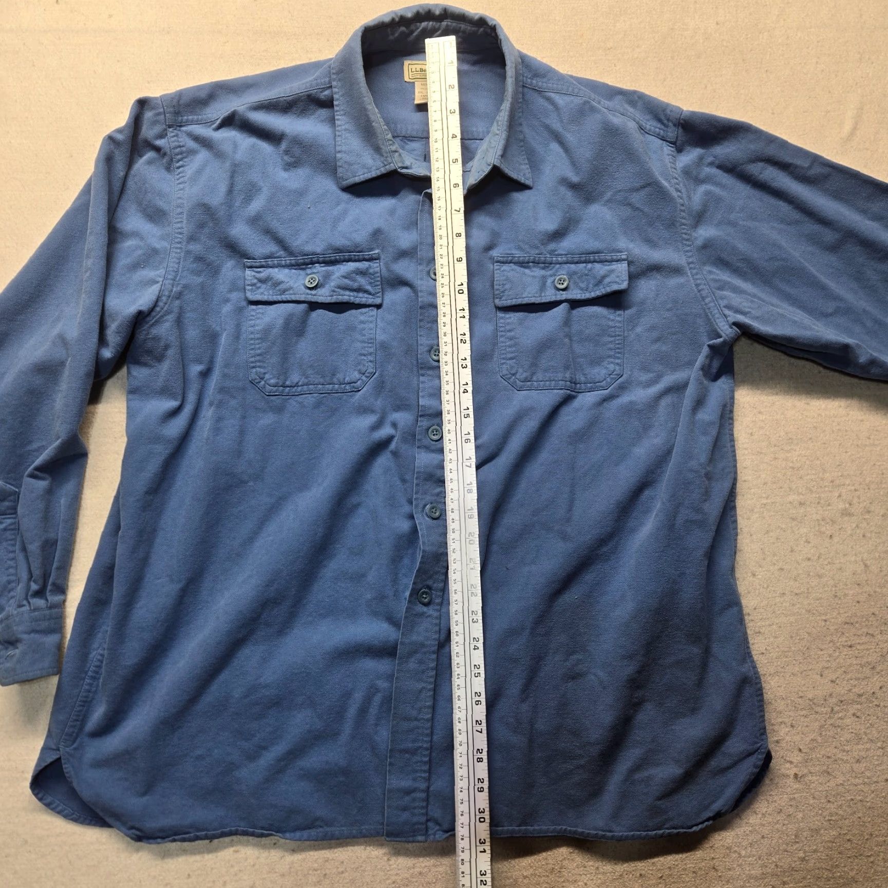Vintage VINTAGE L.L. Bean Button-Up Shirt Solid Blue Heavy Flannel Long Sleeve Men’s 2XL XXL Regular Size US XXL / EU 58 / 5 - 6 Thumbnail