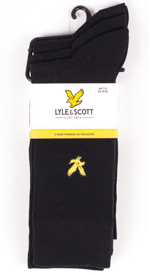 Lyle & Scott LYLE & SCOTT 3 PAIRS PREMIUM COTTON SOCKS ANGUS BLK-EU 40/46 Size ONE SIZE - 1 Thumbnail