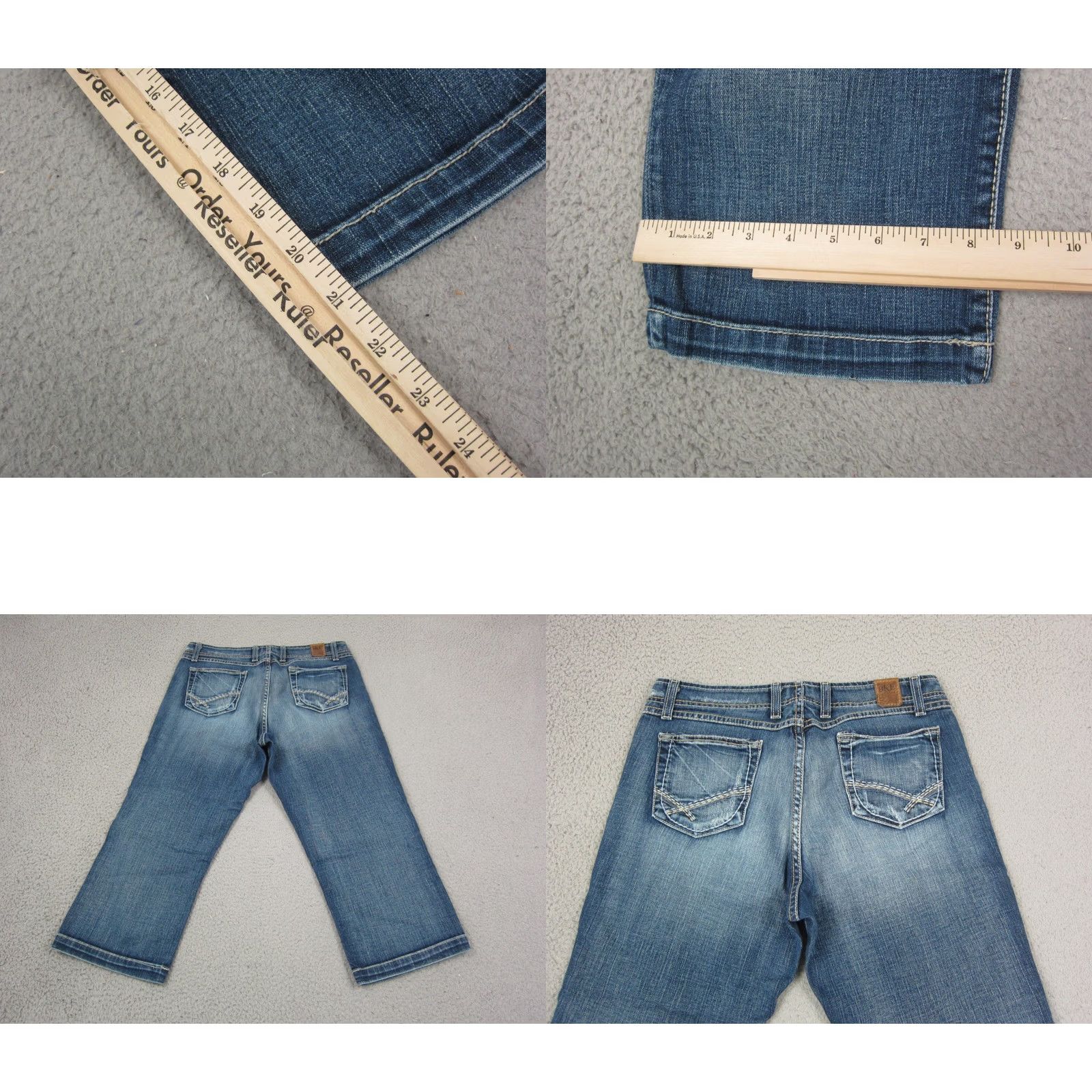 Vintage Buckle BKE Jeans Womens 31 x 21 Blue Denim Capri Cropped Wendi Stretch Bootcut Jeans Size 24" / US 00 / IT 34 - 9 Thumbnail