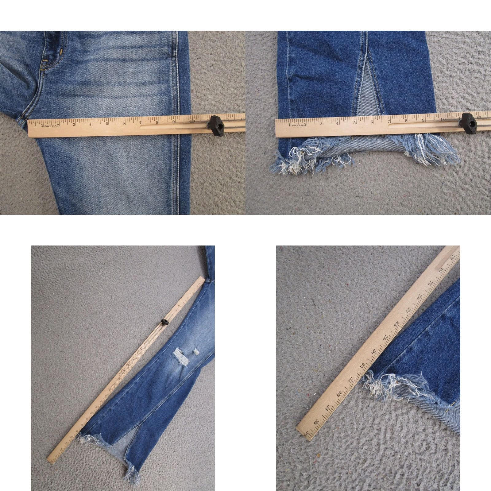 Vintage Kancan Jeans Womens Size 28 Blue Stretch Denim Distressed 5-Pocket Flared Raw Hem Jeans Size 28" / US 6 / IT 42 - 8 Thumbnail