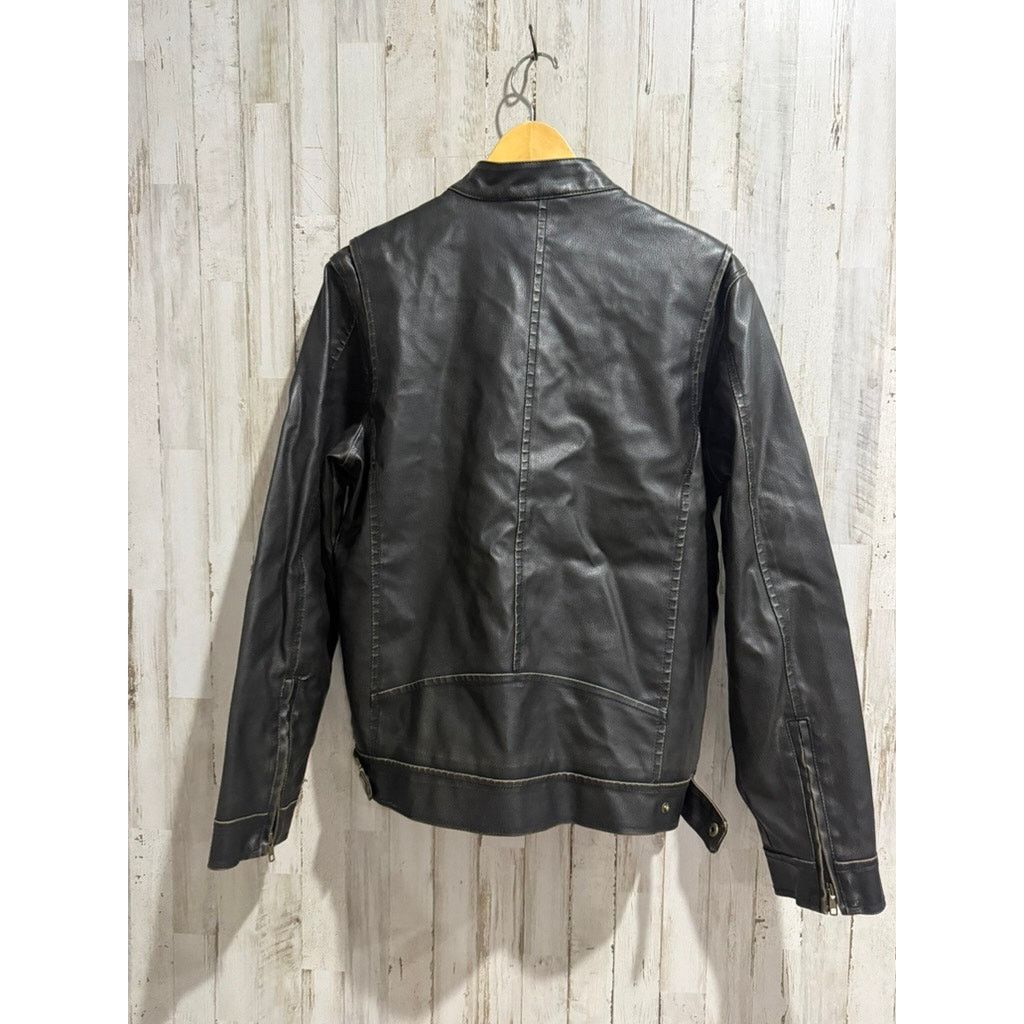 Black Rivet Black Rivet Men's Black Motorcycle Jacket Size Small Leather Size US S / EU 44-46 / 1 - 4 Thumbnail