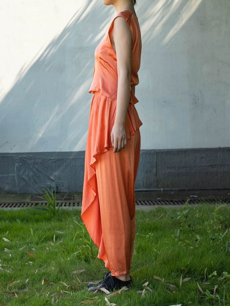 Kenzo KENZO Orange pink elegant silk set vintage Size XS / US 0-2 / IT 36-38 - 4 Thumbnail