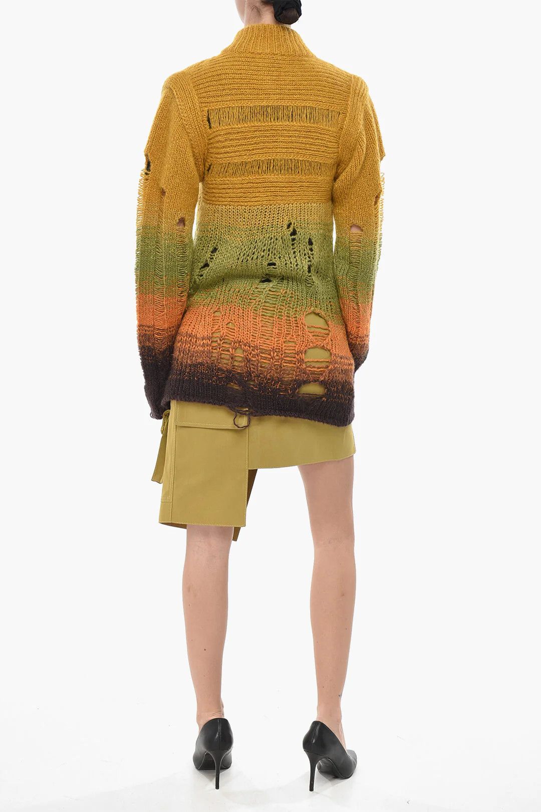 Off-White og1mm0426 Degradé Mohair-Blend Zip-Up Cardigan in Yellow Size XS / US 0-2 / IT 36-38 - 2 Thumbnail
