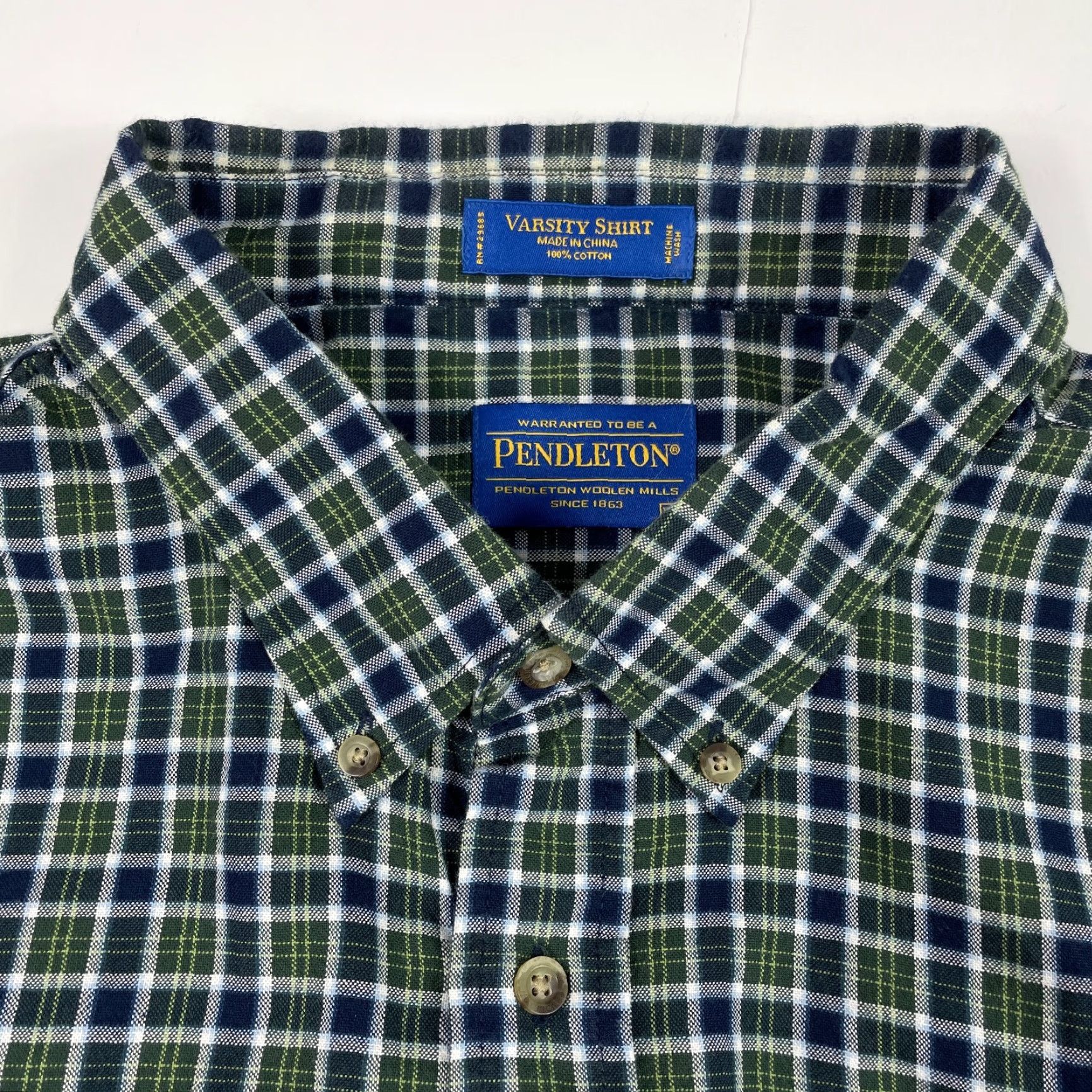 Pendleton Pendleton Shirt Men XL Green Blue Varsity Long Sleeve Button-Down Plaid Shirt Size US XL / EU 56 / 4 - 7 Thumbnail
