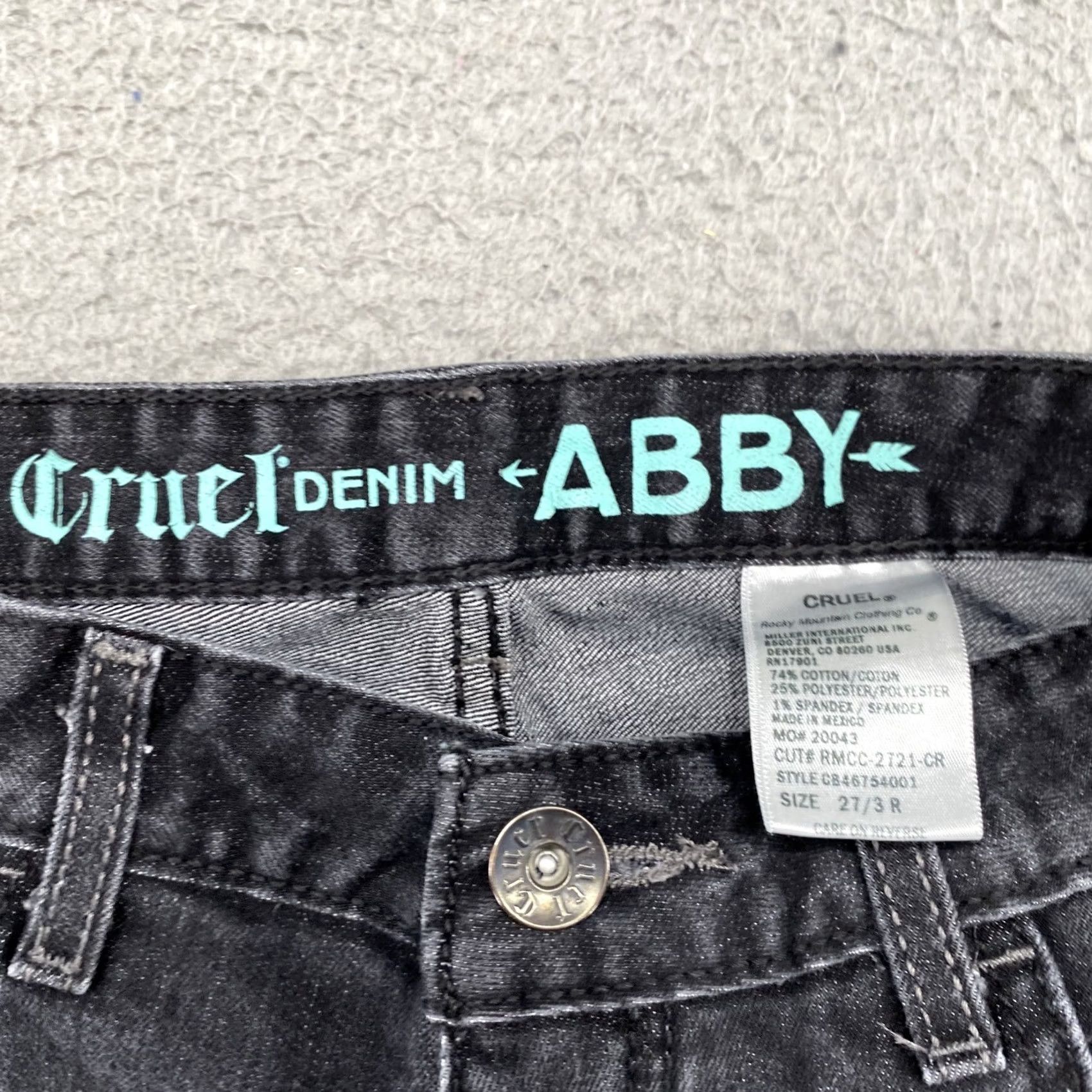 Denime Cruel Abby Bootcut Black Distressed Denim Jeans in Size 27 Regular 3R Women’s 5-Pocket Stretch Denim Jeans Size 27" / US 4 / IT 40 - 4 Thumbnail