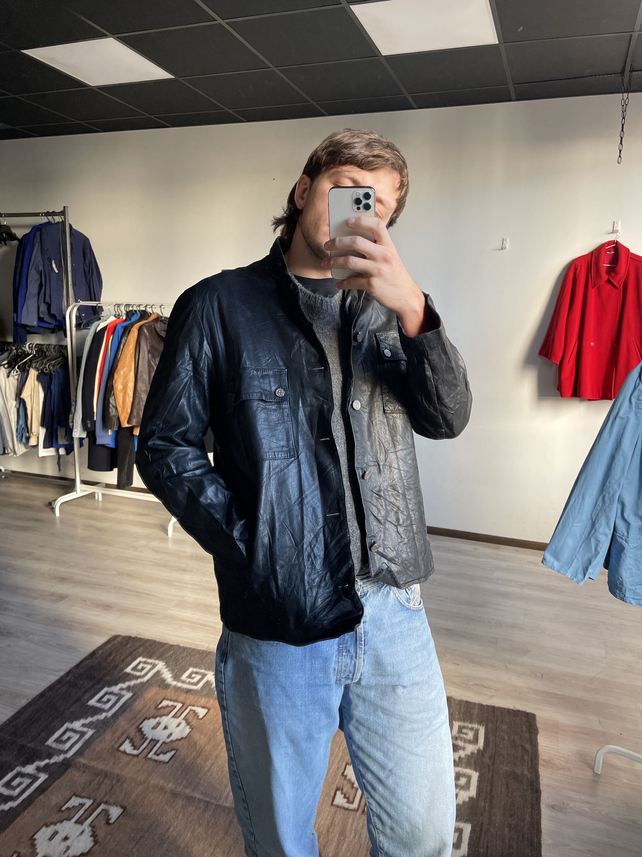 Vintage Akta Getskinn Vintage 40s 50s Military Leather Jacket 7928AC Size US L / EU 52-54 / 3 - 5 Thumbnail