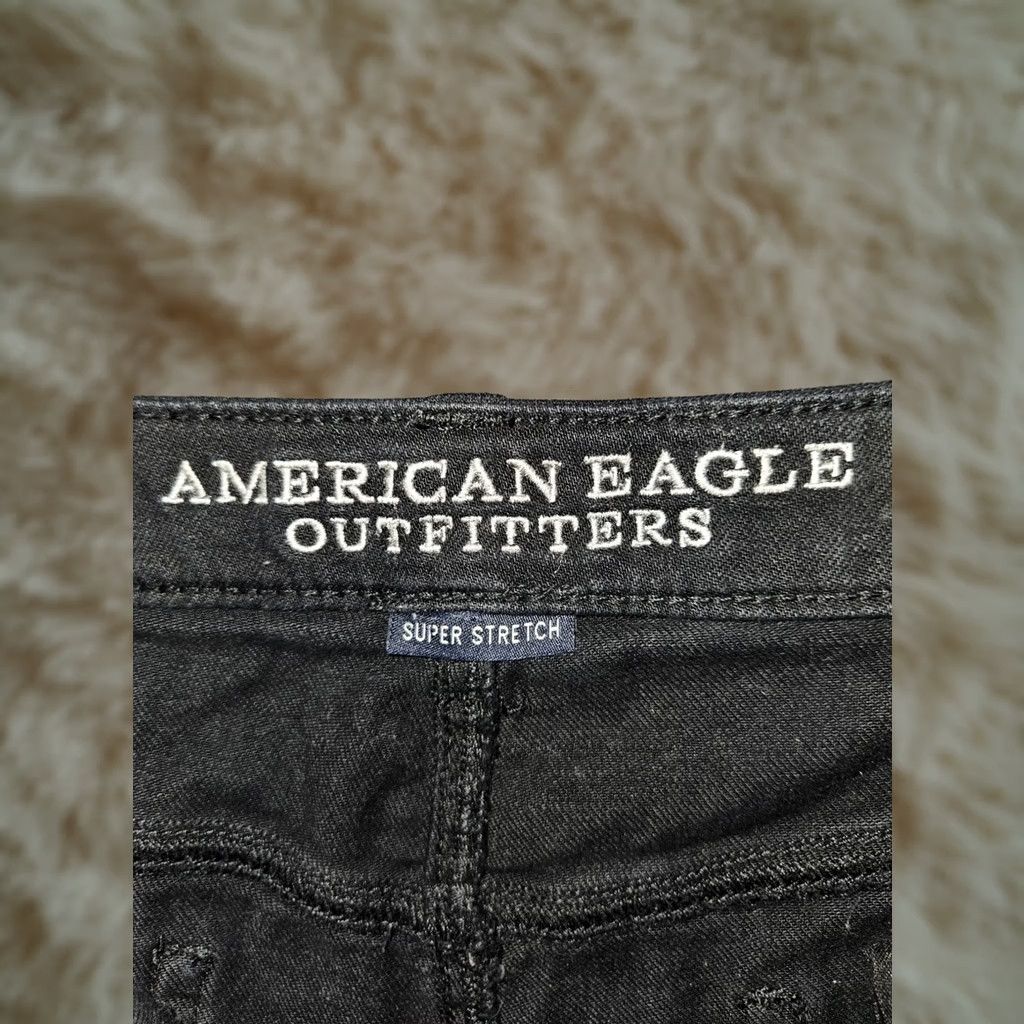 American Eagle Outfitters VINTAGE American Eagle Festival Shorts Women's 18 Black Denim 90s Distressed Super Stretch 5-Pocket Inseam 3.5 in Size 40" / US 18 - 1 Thumbnail