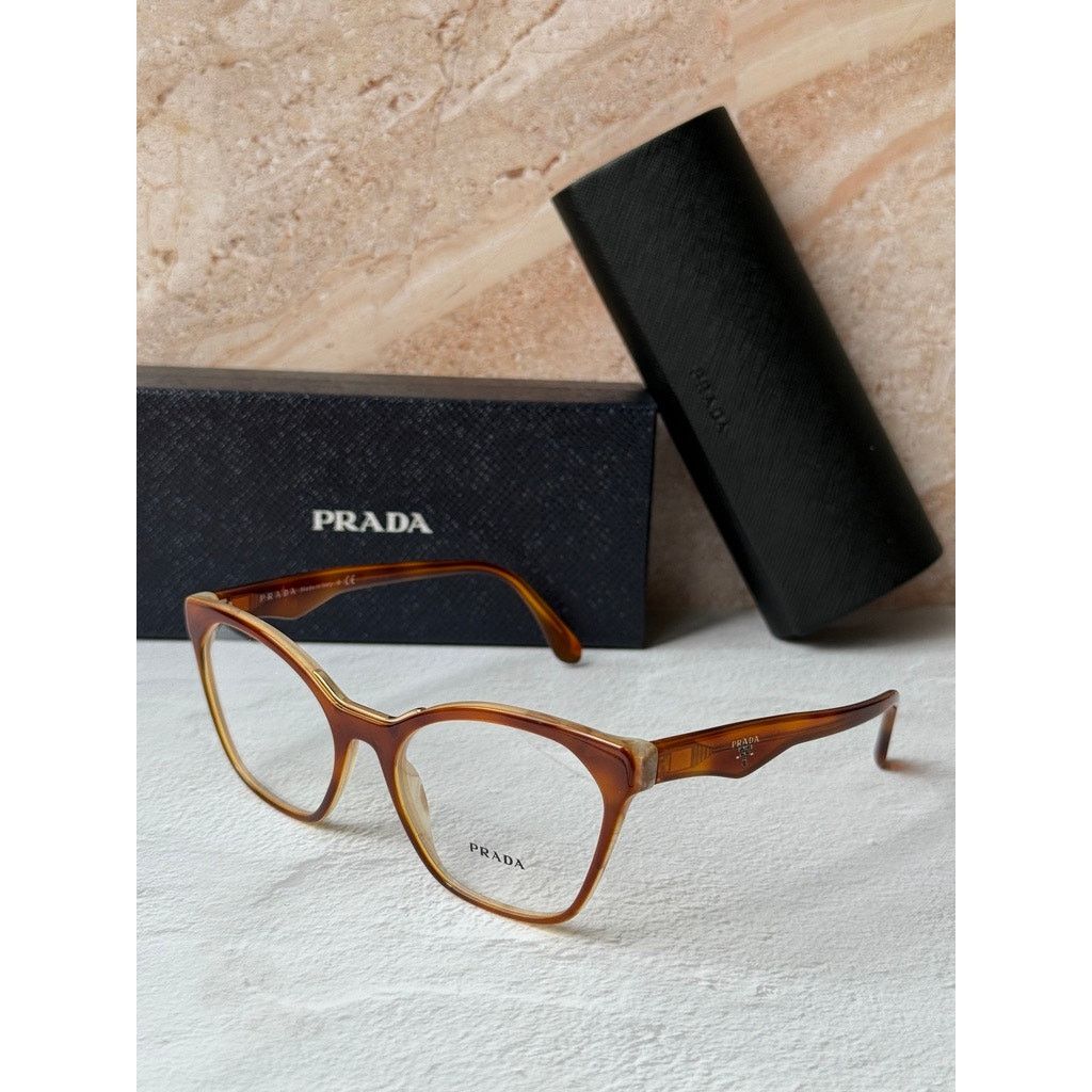 Prada NEW Prada PR09U Eyeglasses Frames in Brown Cat Eye Size ONE SIZE - 4 Thumbnail