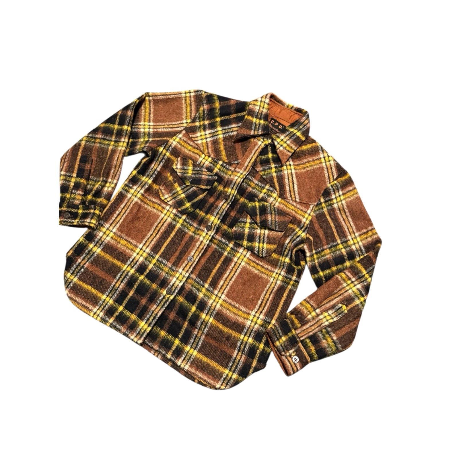 Vintage VGT 70s Alexander's CPO Shirt Jacket Mens L Plaid Wool Linen Blend Anchor Button Shirt Jacket Size US L / EU 52-54 / 3 - 4 Thumbnail