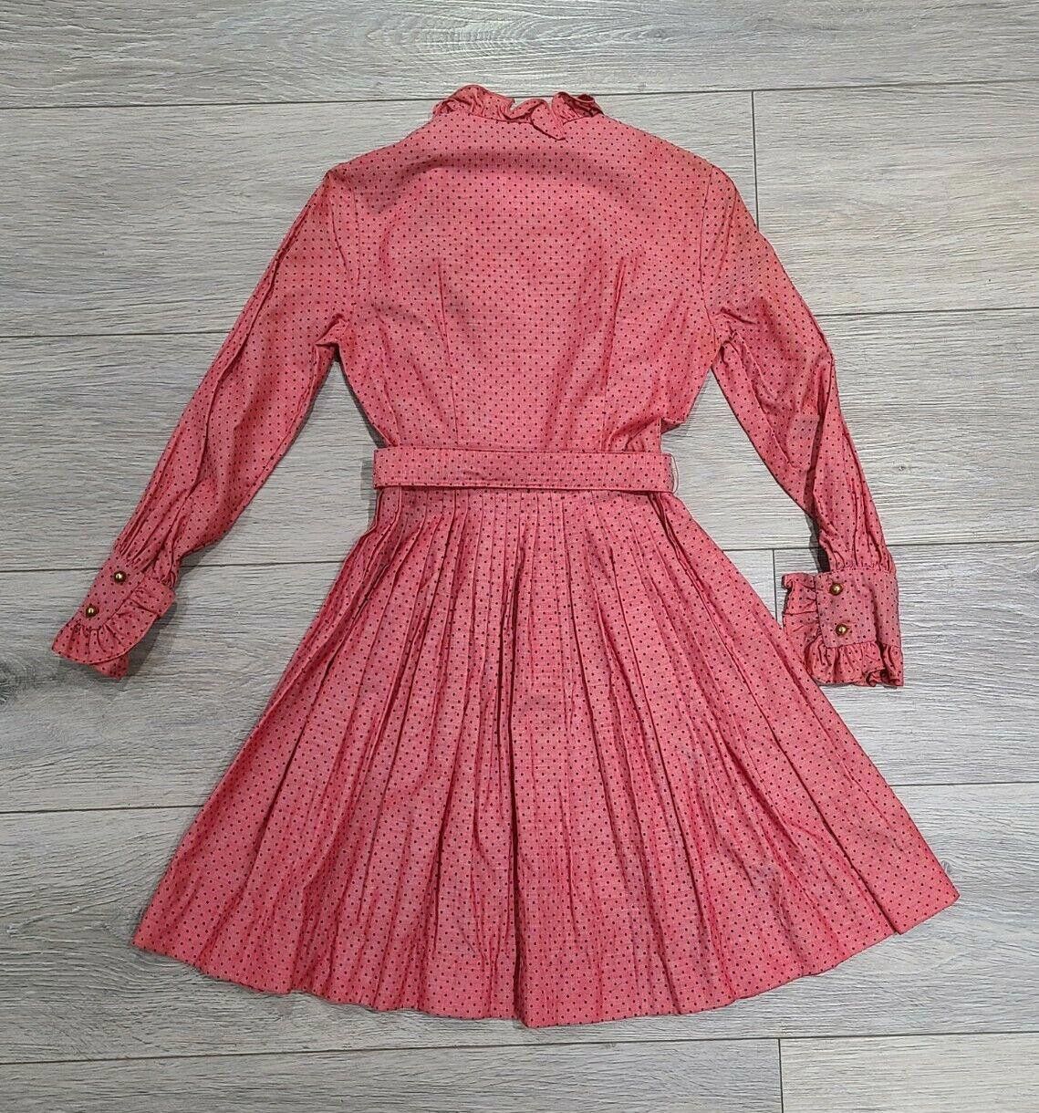 Designer Lois Ann Petite Dallas Vintage Dress Long Sleeve Polka Dot Size XS / US 0-2 / IT 36-38 - 4 Thumbnail