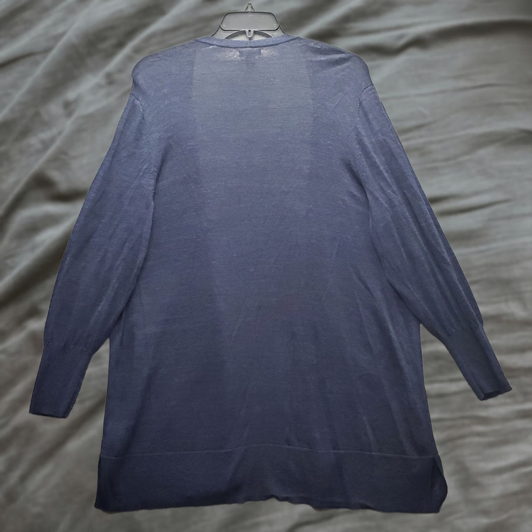 Vintage Halogen Cardigan Womens 3X Navy Tight Knit Linen Blend Raglan Sleeve Open Front Shirt Womens 3X Navy Knit Cardigan Size XXL / US 16-18 / IT 52-54 - 1 Thumbnail