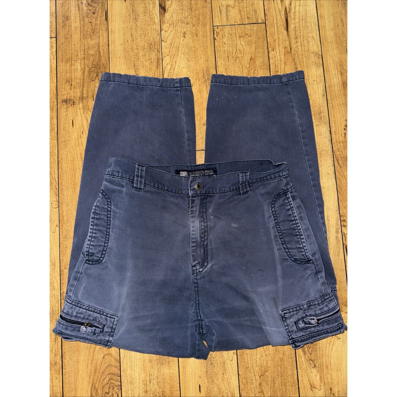 Carhartt × Dickies × Faded Glory Vintage Faded Glory Cargo Pants Blue 33x31 Size US 33 - 3 Thumbnail
