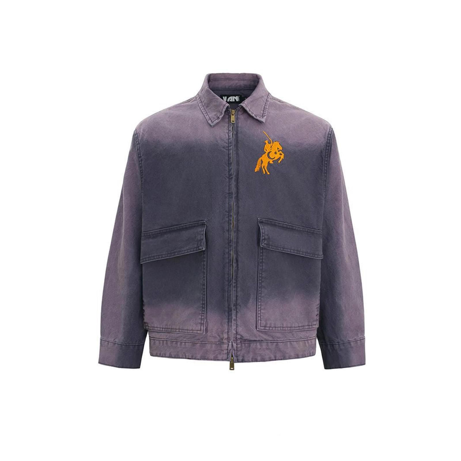 Vintage Purple Casual Zip-Up Jacket with Orange Embroidery Size US M / EU 48-50 / 2 - 1 Thumbnail