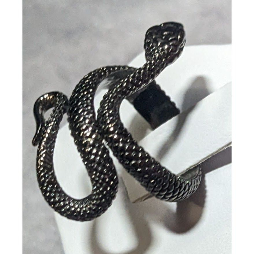 Other Gothic Gunmetal Tone Textured Snake Ring Size 5 1/2 Size ONE SIZE - 4 Thumbnail