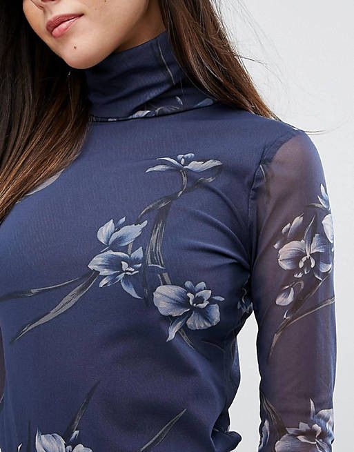 Ganni Ganni Etsu Mesh Floral Print Long Sleeve Rollneck Top Size XS / US 0-2 / IT 36-38 - 10 Thumbnail