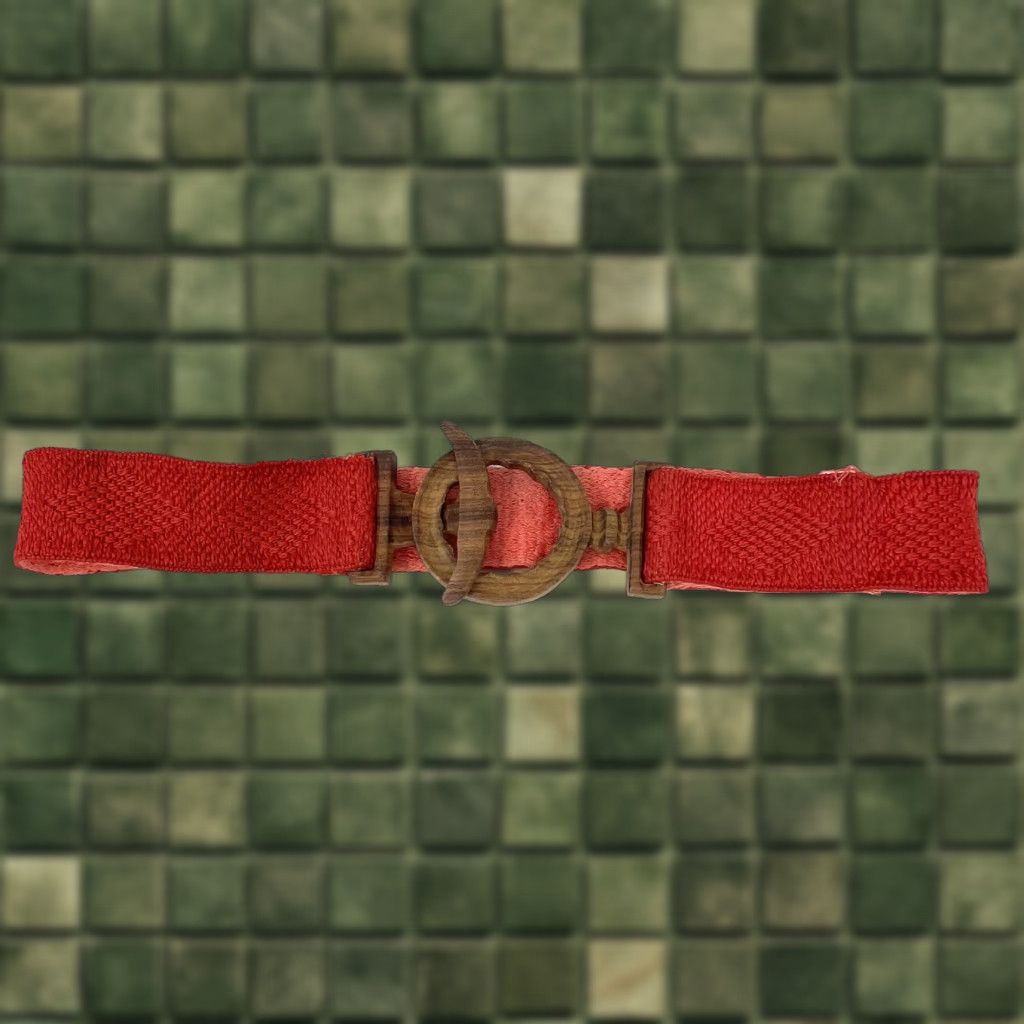Vintage VINTAGE 1950s Womens Belt Size 30 Carved Wood Buckle Woven Nautical Theme Red J24 Belt Womens Red Vintage 1950s Size ONE SIZE - 1 Thumbnail