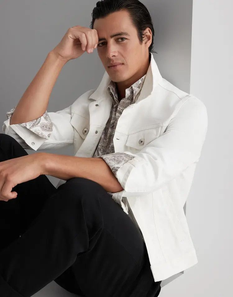 Brunello Cucinelli o1w1db10725 Denim Jacket in White Size US M / EU 48-50 / 2 - 3 Thumbnail