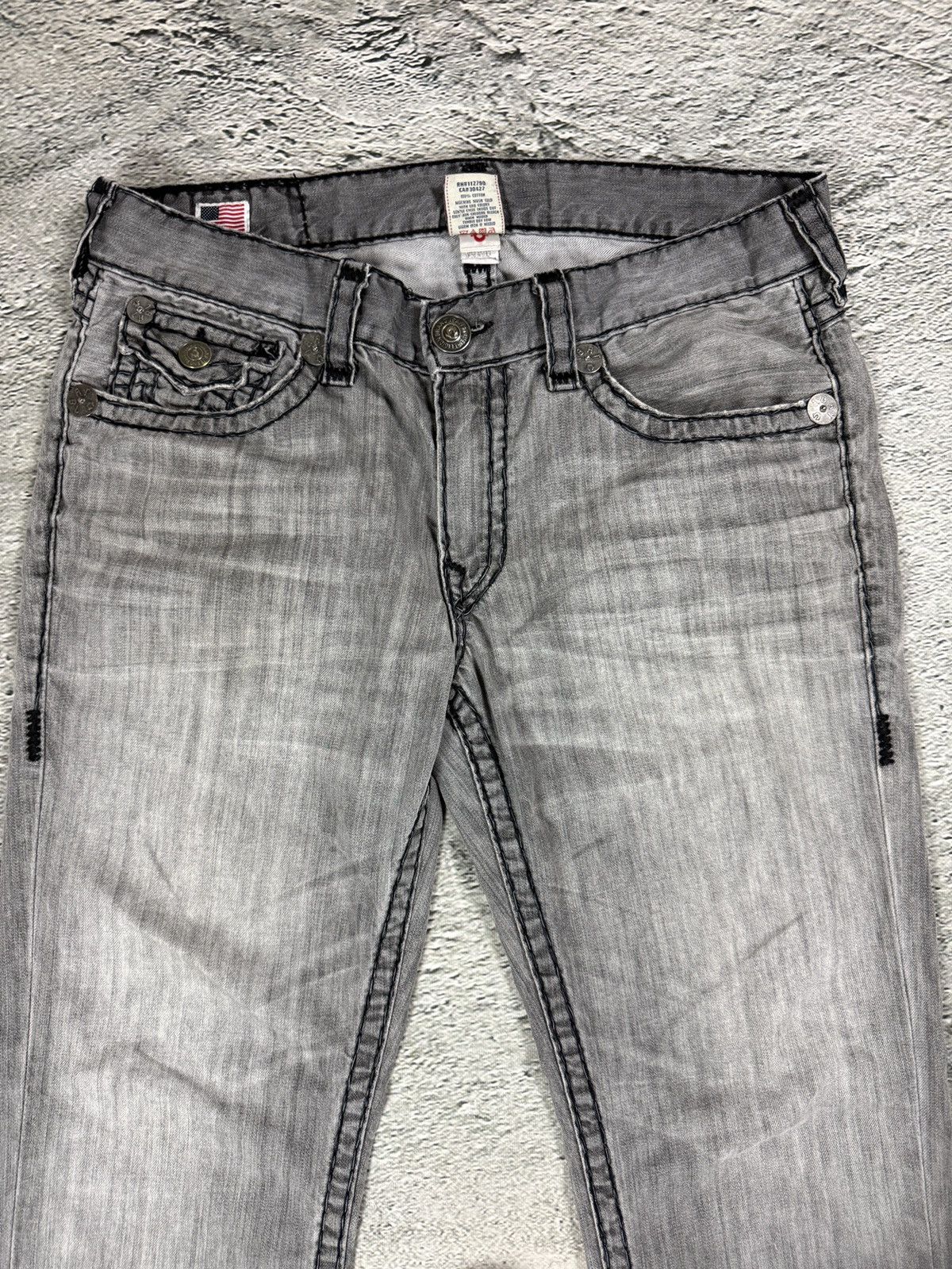 True Religion True Religion grey jeans black thick stitching Y2K Logan Size US 36 / EU 52 - 7 Thumbnail