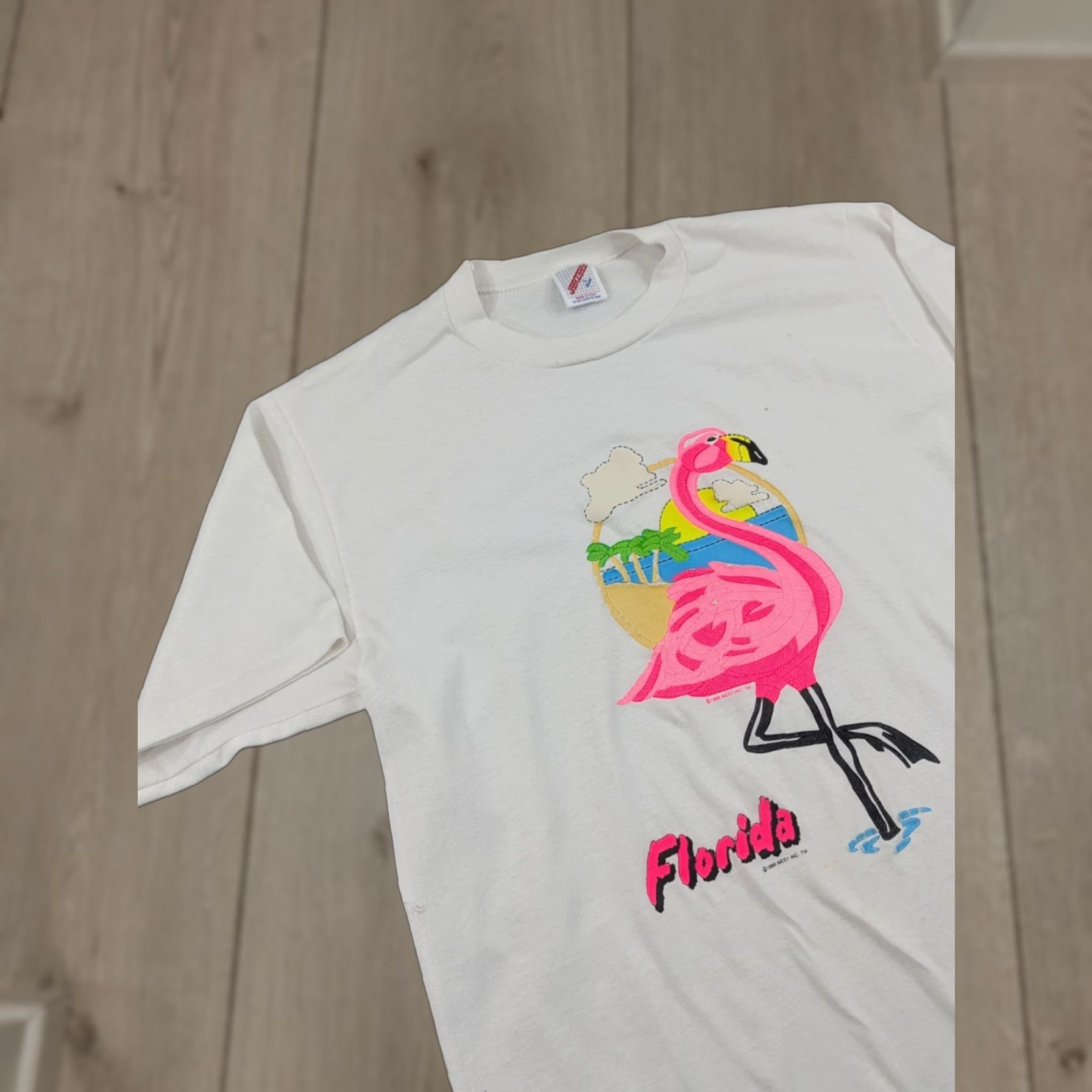 Jerzees VINTAGE Florida T-Shirt Mens L White Cotton Polyester Logo Graphic 1990s Short Sleeve St. Augustine Size US L / EU 52-54 / 3 - 1 Thumbnail