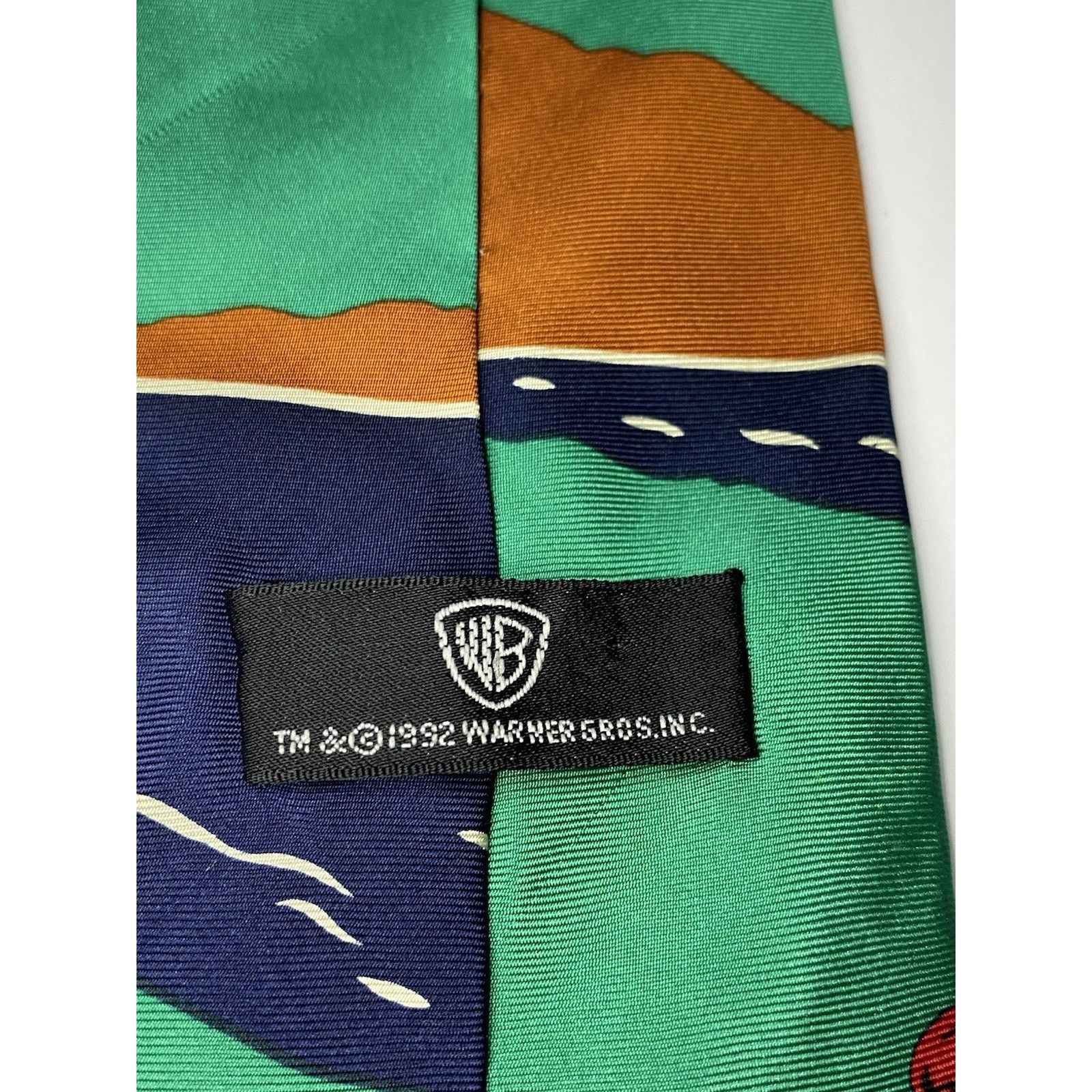 Warner Bros Warner Bros 1992 Looney Tunes Green Silk Graphic Tie Size ONE SIZE - 6 Thumbnail