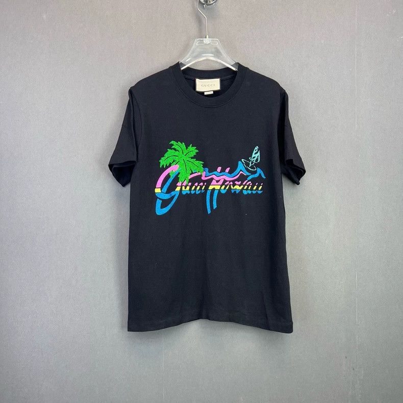 Gucci GucciBlack glitter Hawaiian print round-neck short-sleeved Size US M / EU 48-50 / 2 - 1 Thumbnail