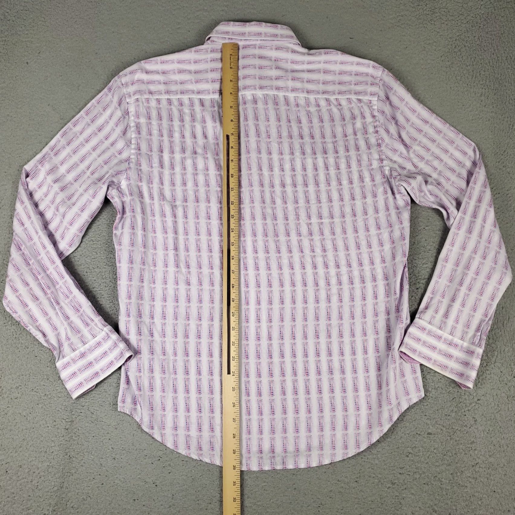 BUGATCHI Bugatchi Uomo Shirt Mens Large Purple Striped Button Up Long Sleeve Size US L / EU 52-54 / 3 - 3 Thumbnail
