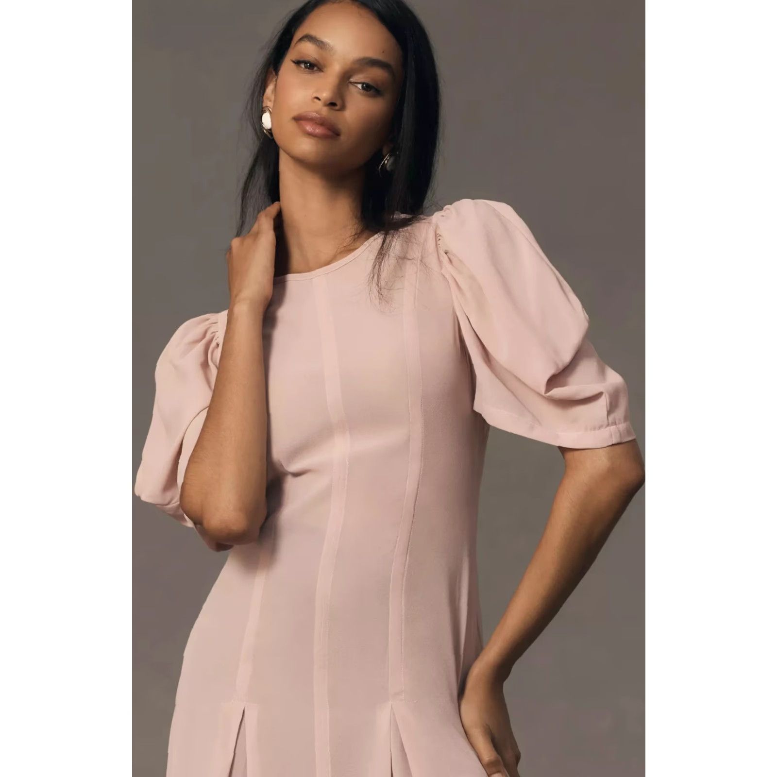 Anthropologie Anthropologie Let Me Be Midi Pleated Dress Womens 0 Pink Puff Sleeve Sheer Size XS / US 0-2 / IT 36-38 - 3 Thumbnail