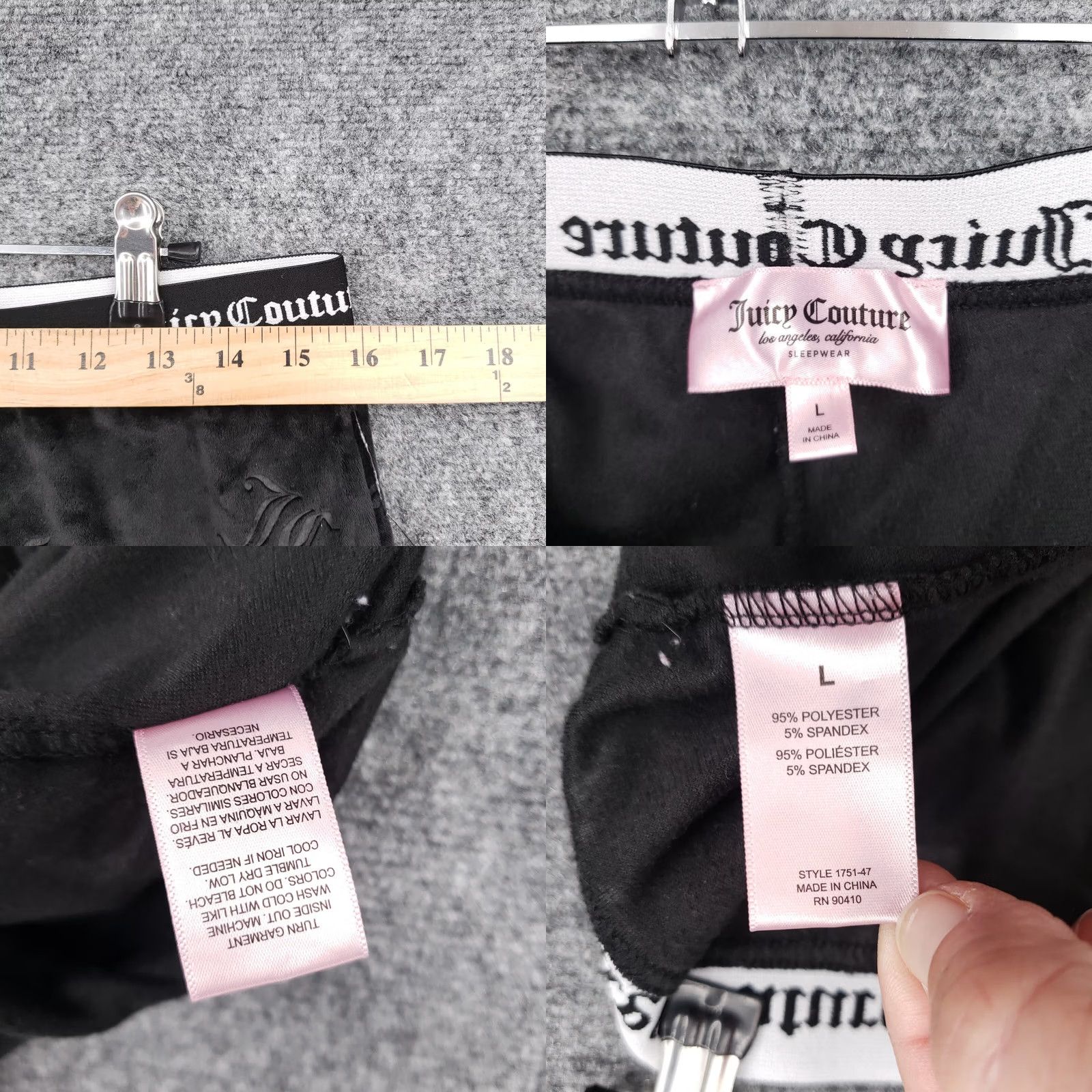 Juicy Couture Juicy Couture Shorts Womens L Black Mini Sleepwear Velour Soft Logo Size 36" / US 14 / IT 50 - 8 Thumbnail