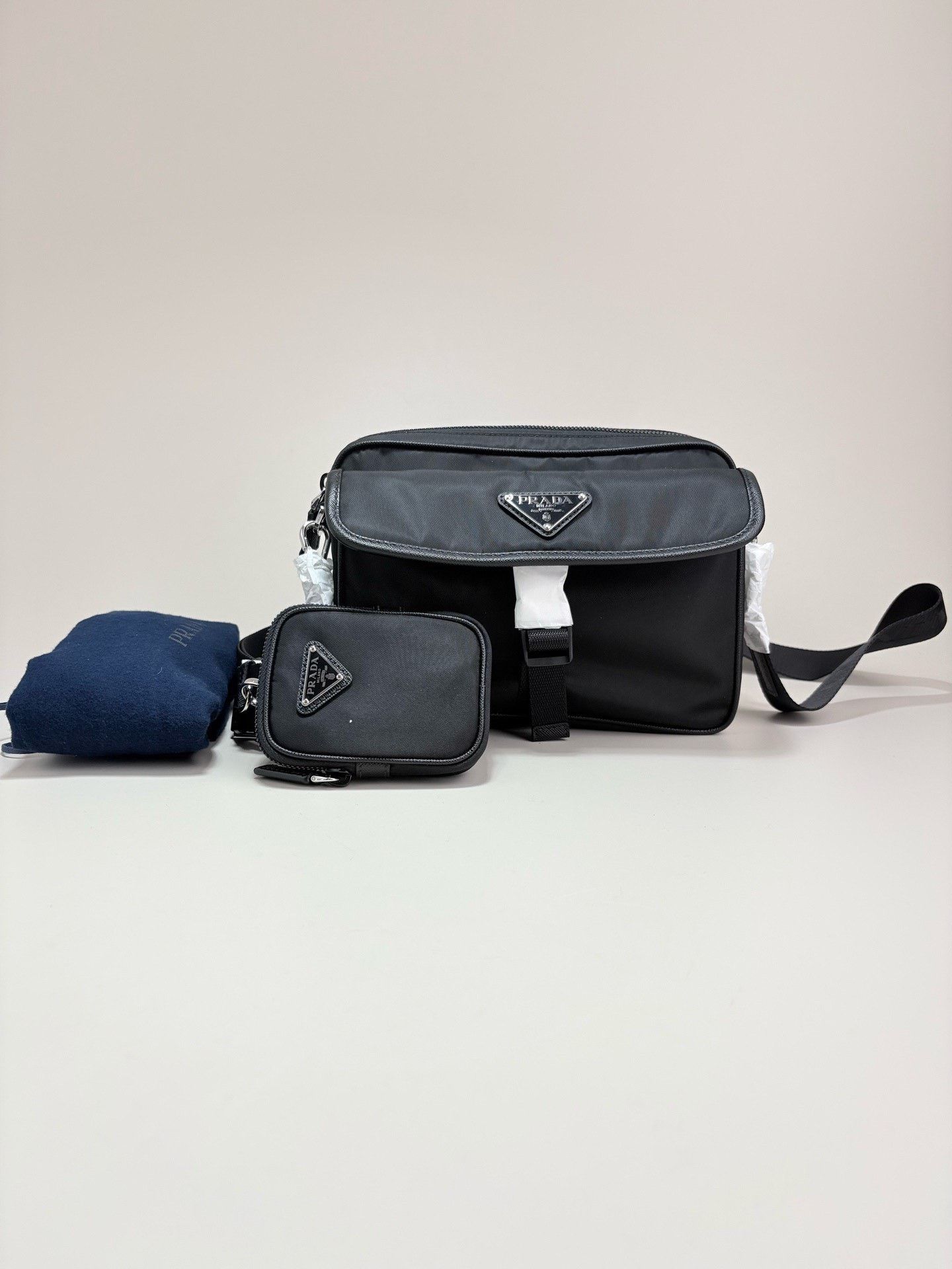 Prada PRADA Saffiano Black Nylon 3-in-1 Shoulder Bag Size ONE SIZE - 1 Thumbnail