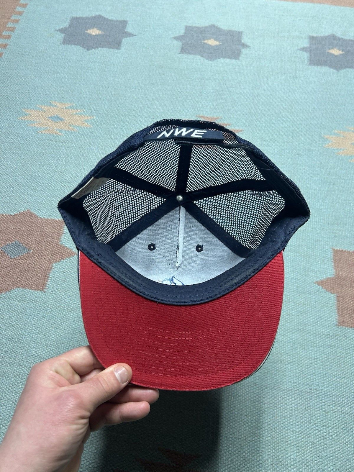 Vintage Vintage strapback trucker hat mesh NWE embroidered logo blue Size ONE SIZE - 5 Thumbnail