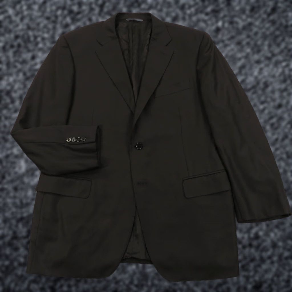 Canali Canali 1934 Blazer Wool Black 44R 2 Button Formal Jacket Single-Breasted Notch Lapel Double-Vented Mens Vintage No N/A Size 44R - 1 Thumbnail
