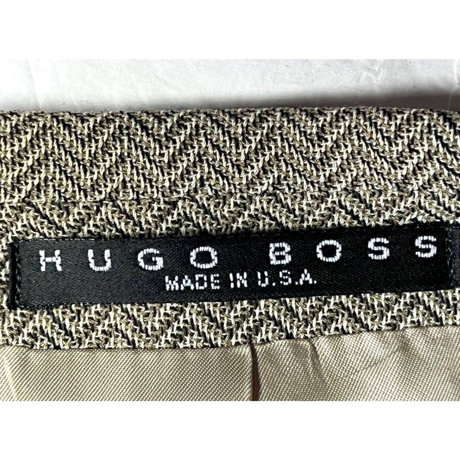 Hugo Boss HUGO BOSS Blazer Sport Coat Beige Wool USA Made Men 44T Check Pattern Mid-Length Button Lined Dry Clean Only Size 44R - 7 Thumbnail