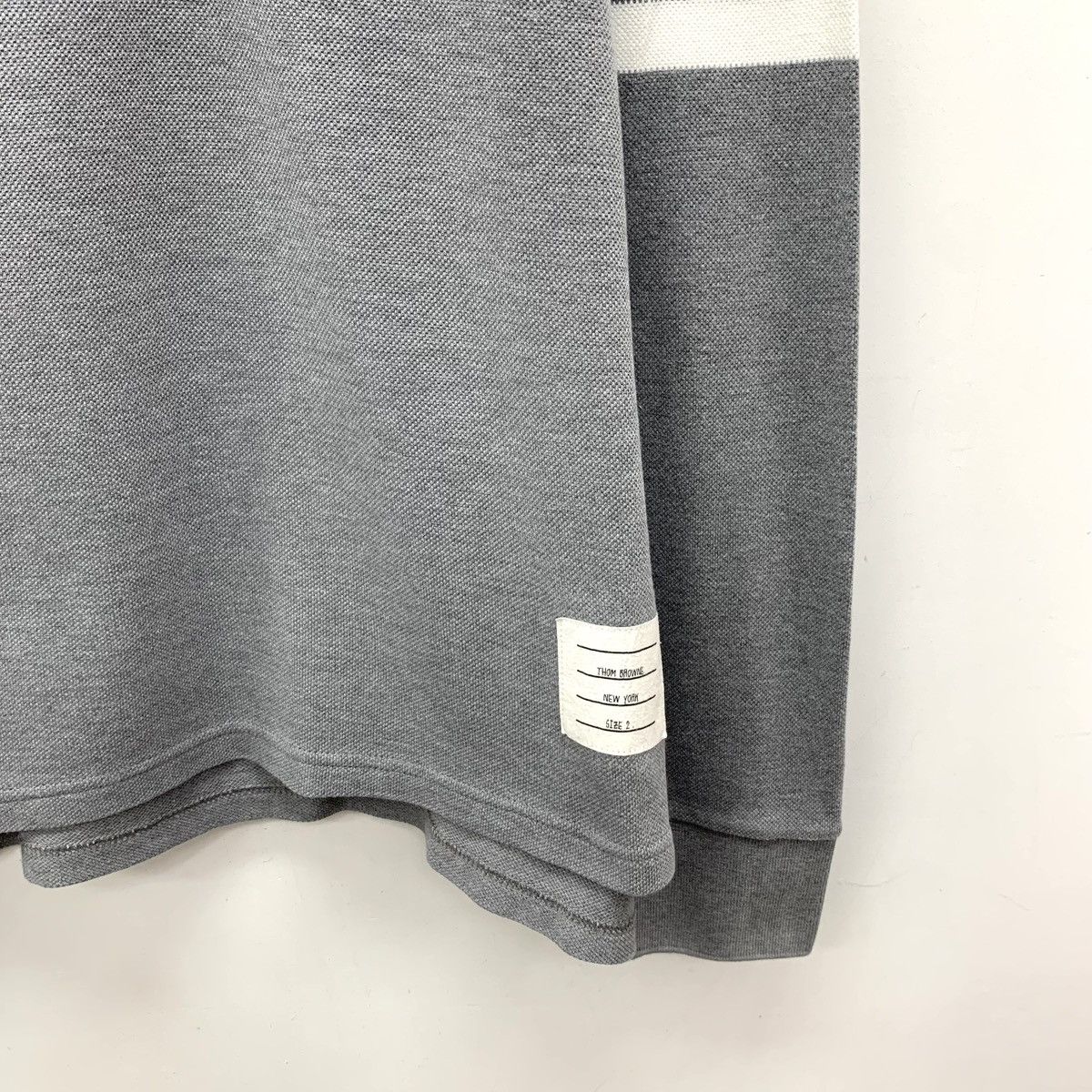Thom Browne Thom Browne Grey Long Sleeve Knit Polo Shirt K26WX Size US M / EU 48-50 / 2 - 4 Thumbnail