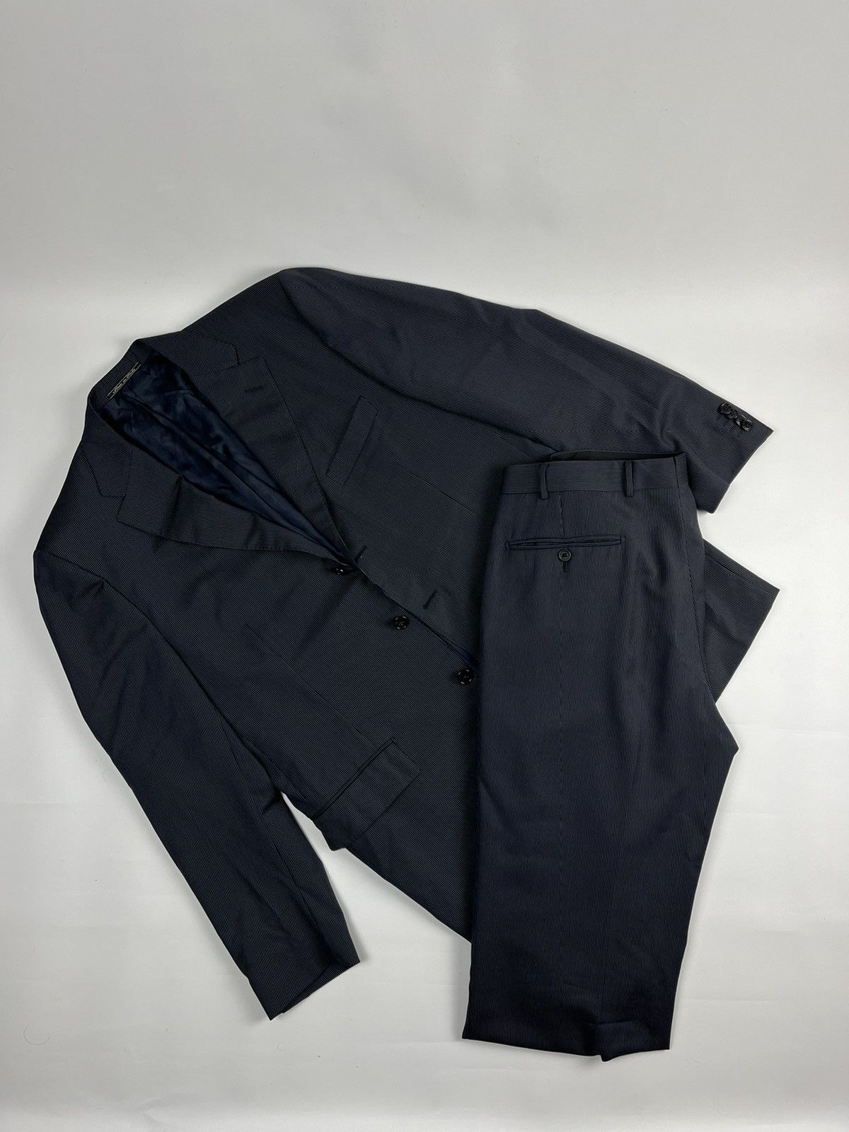 Corneliani 🕴️Corneliani formal classic suit white striped Size 52R - 2 Thumbnail