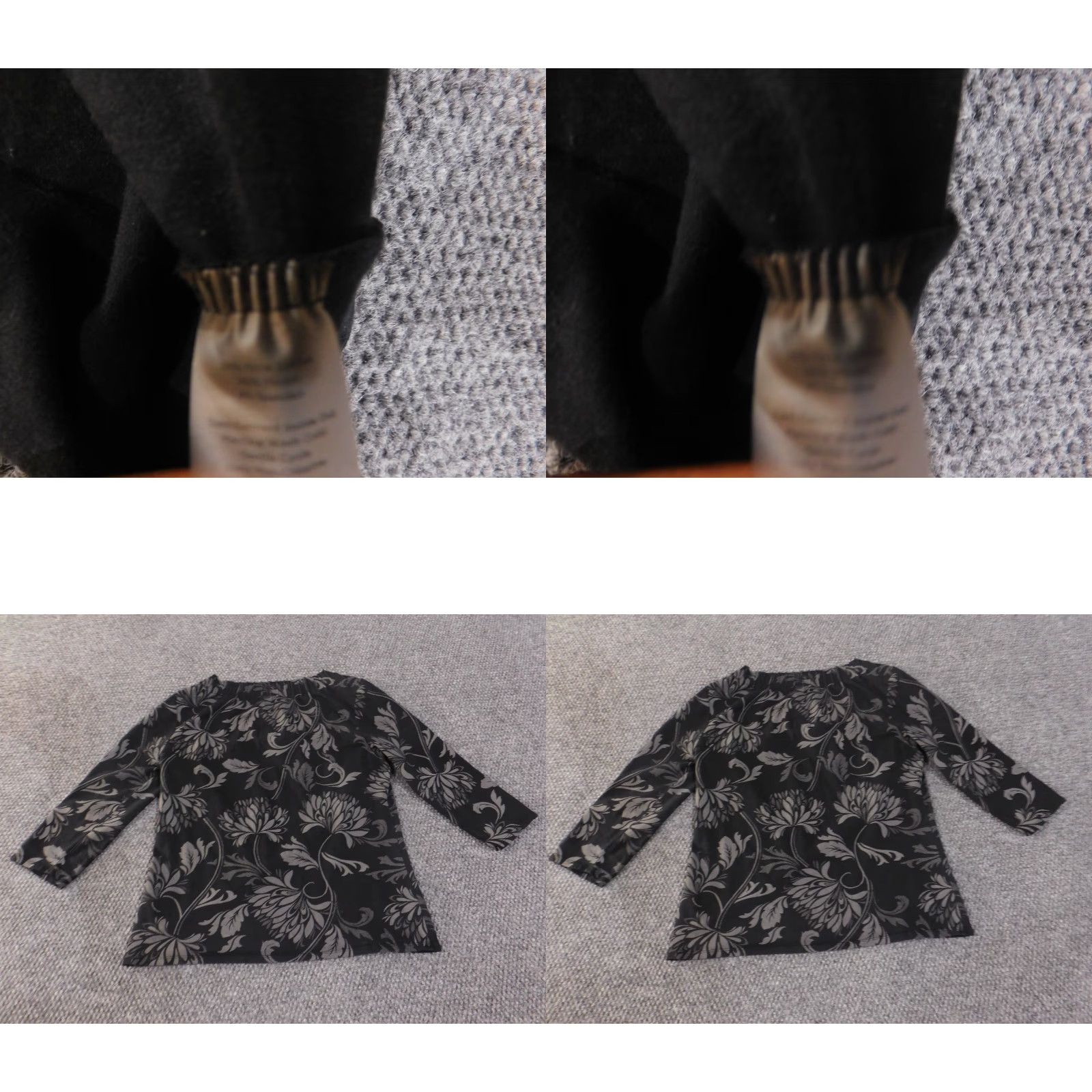 Talbots Talbots Blouse Women M Black Gray Floral 3/4 Sleeve Stretch Knit Polyester Casual Everyday Size M / US 6-8 / IT 42-44 - 8 Thumbnail