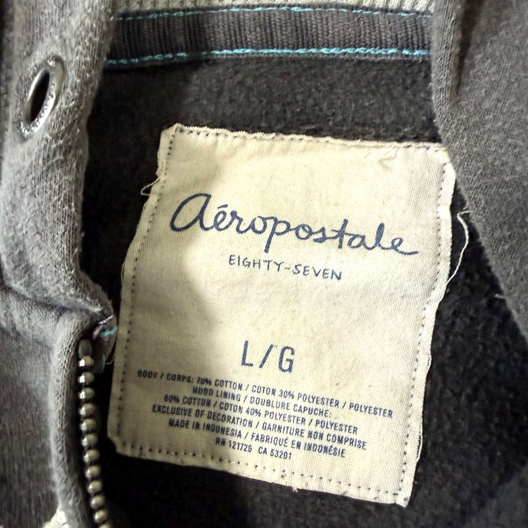 Aeropostale VINTAGE Aeropostale Hoodie Zip Up Sweatshirt Y2K Casual Preppy Gray Large Size L / US 10 / IT 46 - 3 Thumbnail