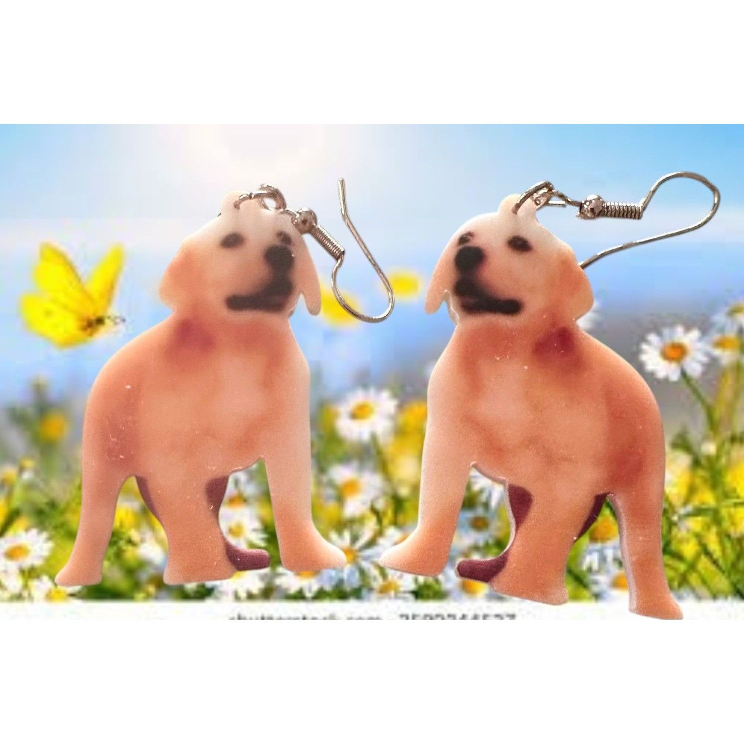 Handmade Golden Retriever Earrings Dangle Hooks Animal Rescue Dogs Ne Size ONE SIZE - 1 Thumbnail