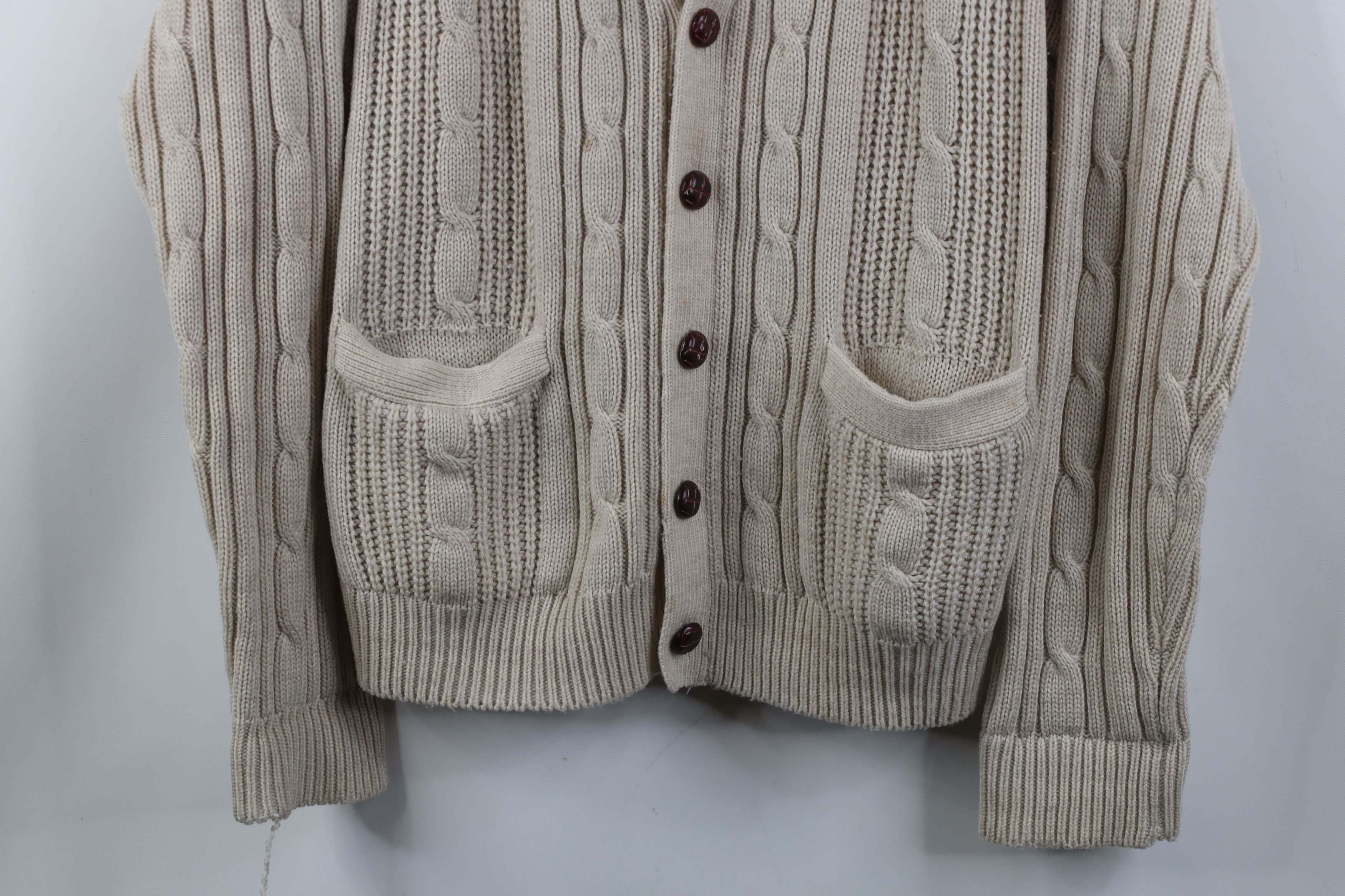 Vintage Vintage 90s Streetwear Cable Knit Fisherman Cardigan Sweater Size US L / EU 52-54 / 3 - 3 Thumbnail
