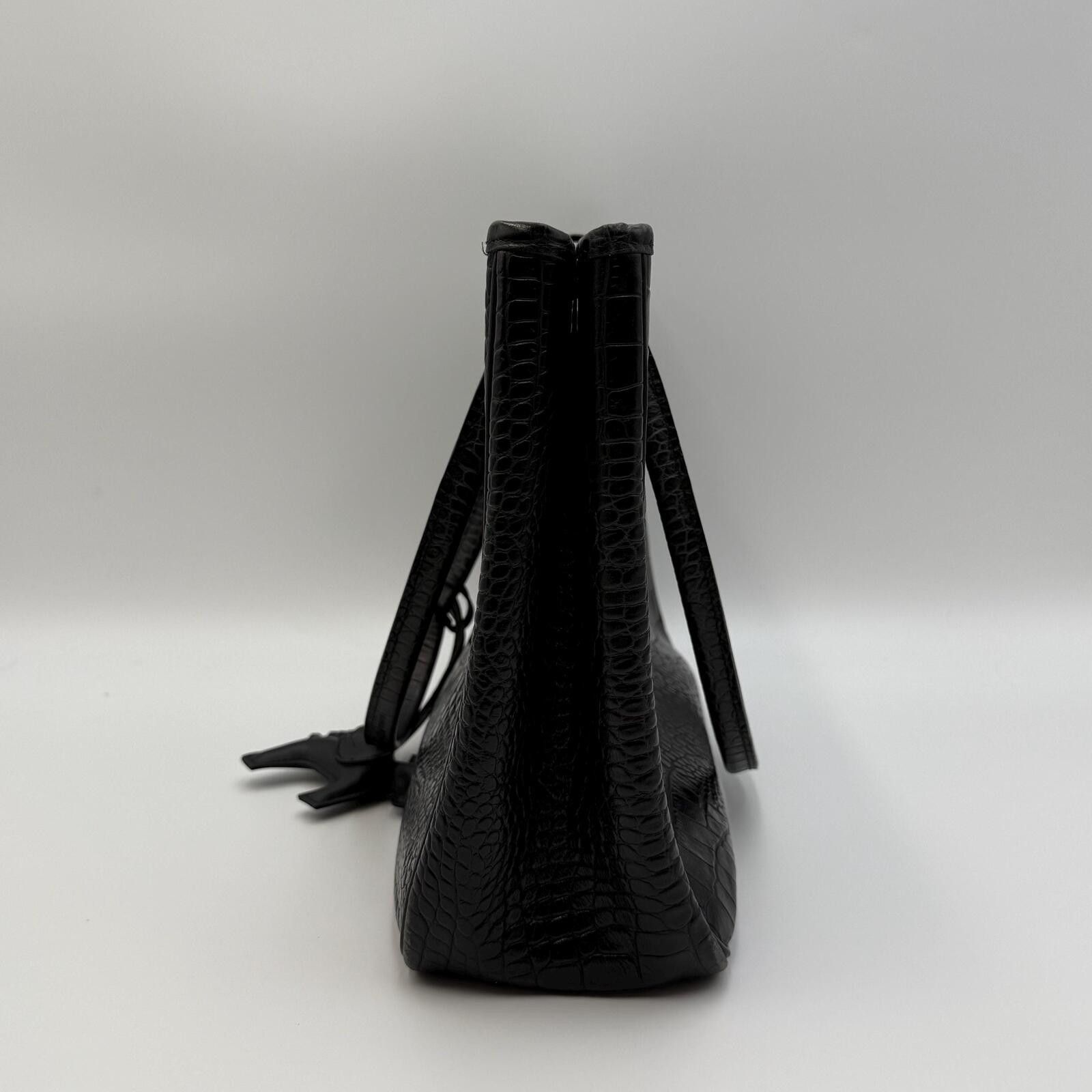 Longchamp Longchamp Black Crocodile Embossed Roseau Tote Size ONE SIZE - 4 Thumbnail