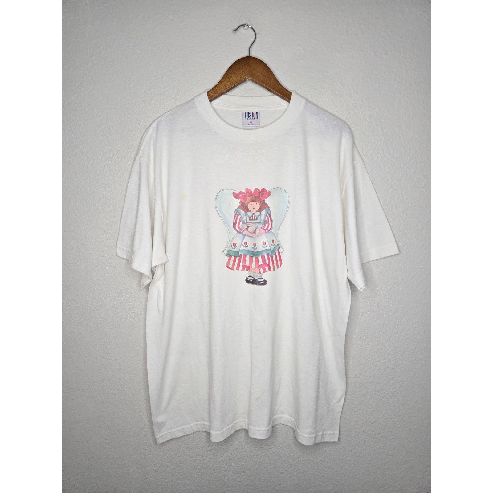 Vintage Vintage Angel Doll White XL Whimsical Folk Art Cottage Tee Size US XL / EU 56 / 4 - 1 Thumbnail