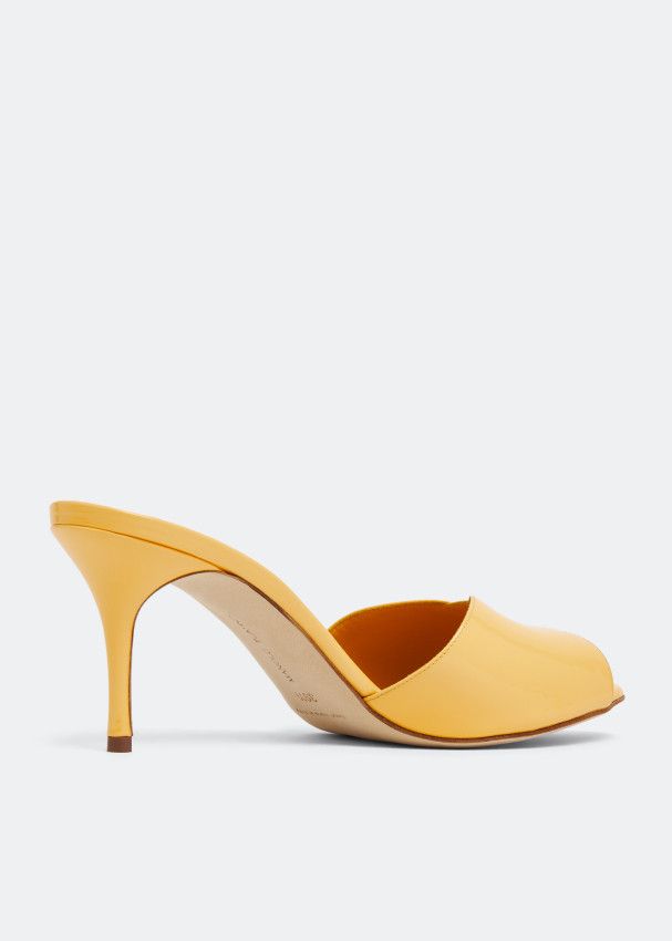 Manolo Blahnik Manolo Blahnik Houramu Patent Leather Mules Size 39 Yellow Size US 8 / IT 38 - 4 Thumbnail