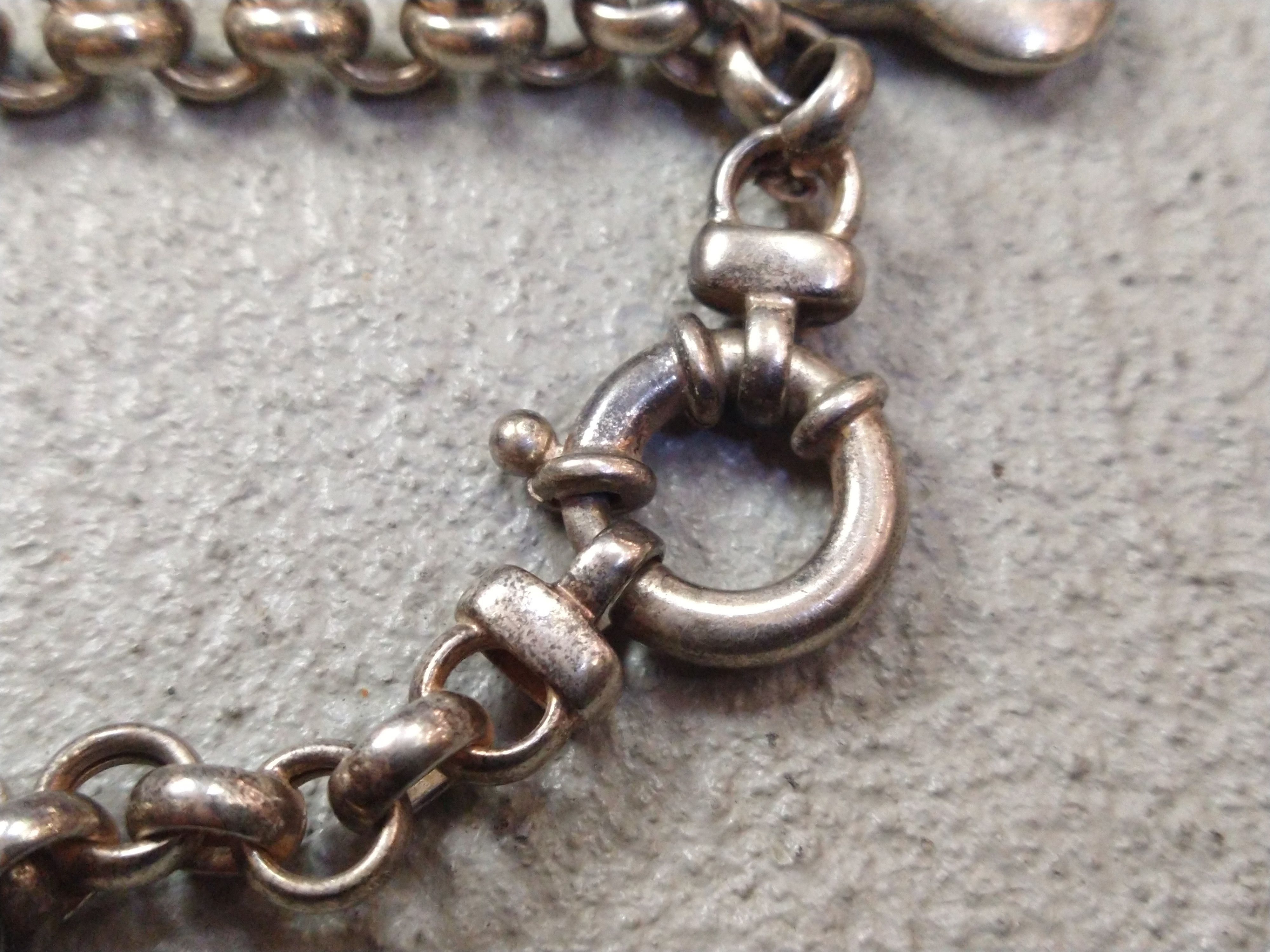 Jewelry Vintage Sterling Silver Bracelet Heart Round Italy 7.75" Y2K Size ONE SIZE - 8 Thumbnail
