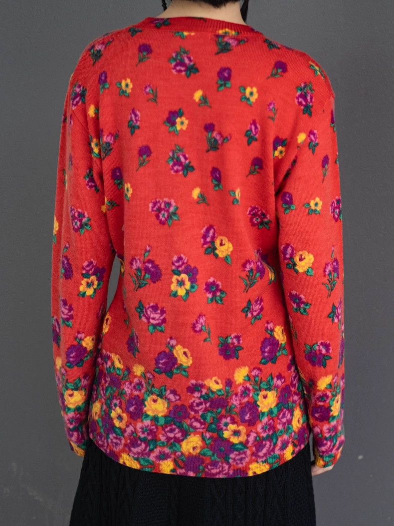Kenzo KENZO Red floral knit sweater vintage Size XS / US 0-2 / IT 36-38 - 8 Thumbnail