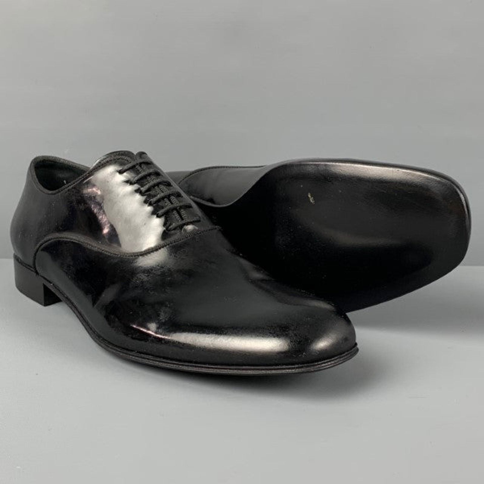 Ermenegildo Zegna Size 8.5 Black Patent Leather Oxford Lace Up Shoes Size US 8.5 / EU 41-42 - 5 Thumbnail