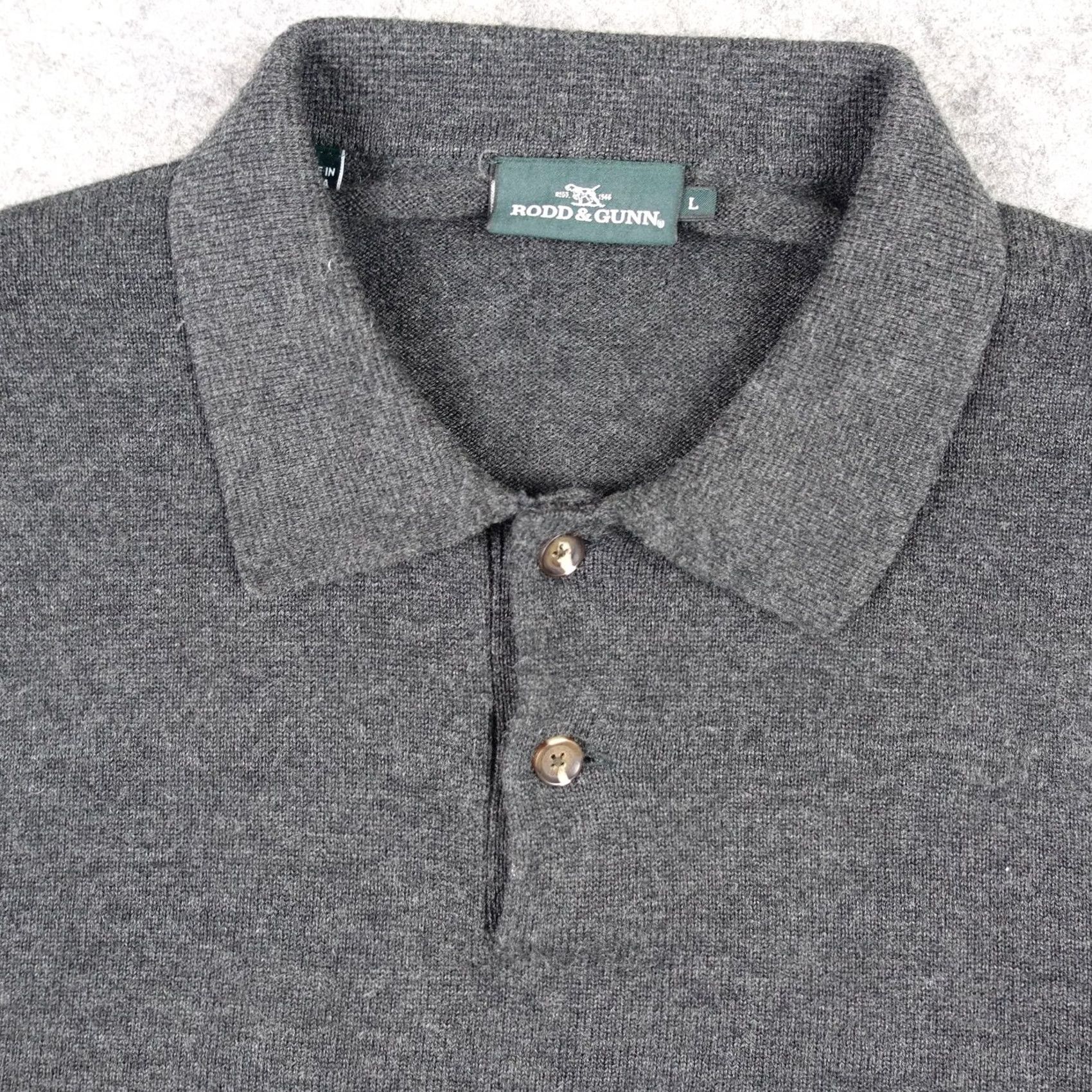 Rodd & Gunn Rodd & Gunn Sweater Mens L Gray Merino Wool Cotton Polo Collar Pullover Knit Size US L / EU 52-54 / 3 - 2 Thumbnail