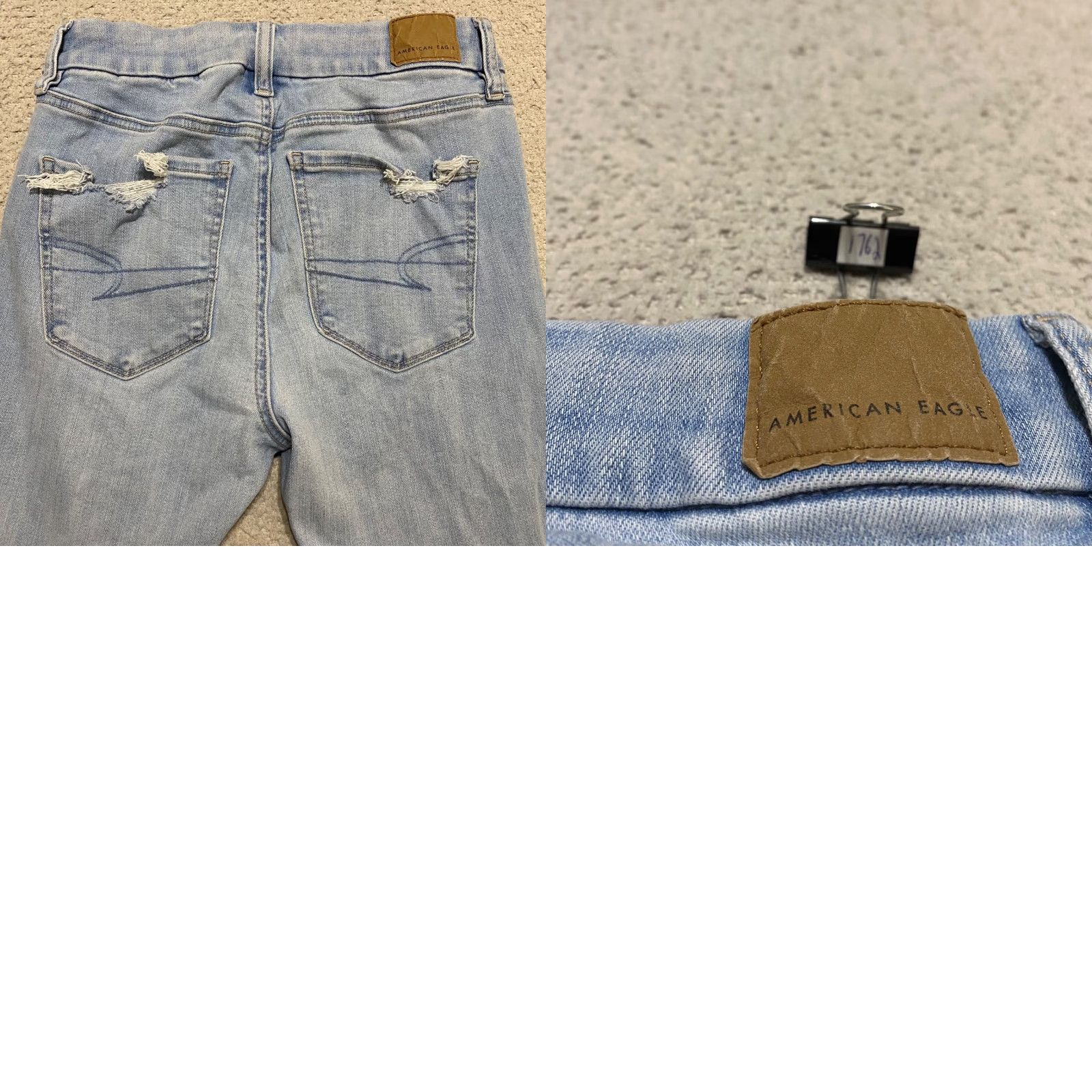 American Eagle Outfitters American Eagle Jeans Womens 4 Blue Denim Curvy High Rise Distressed Jegging Size 27" / US 4 / IT 40 - 9 Thumbnail