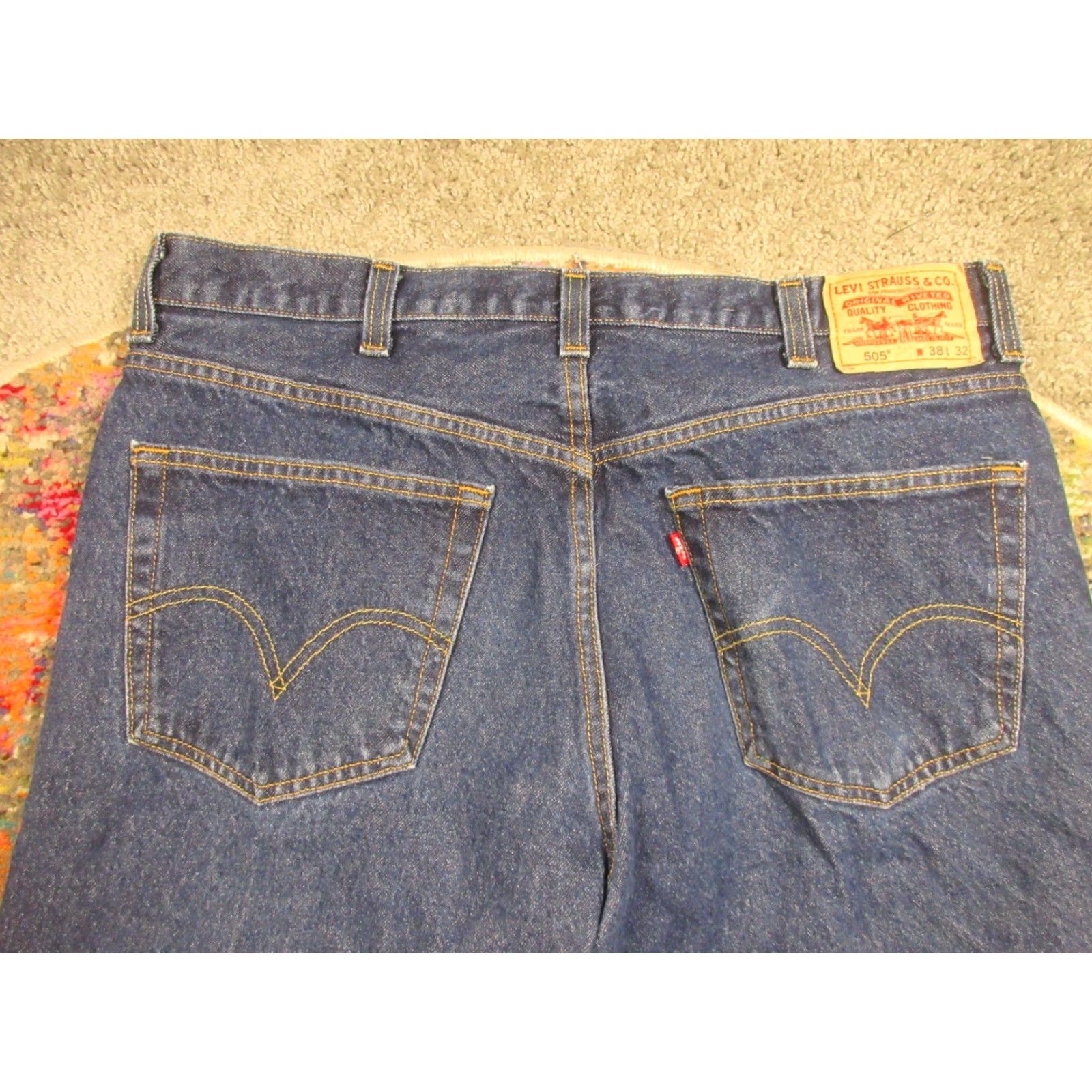 Levi's Levi's 505 Jeans 38x32 Regular Fit Straight Leg Blue Medium Wash Denim Men Size US 38 / EU 54 - 5 Thumbnail