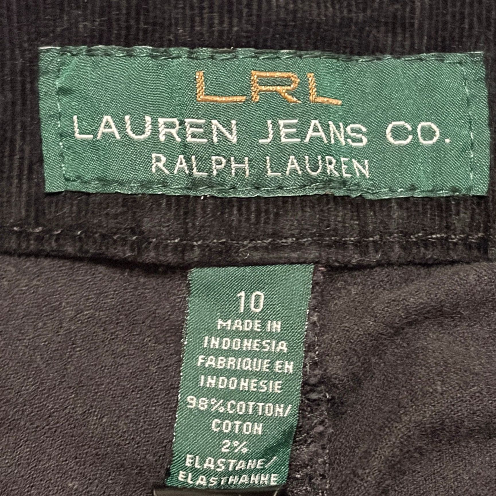 Ralph Lauren Ralph Lauren Pants Womens 10 Black Classic Straight Stretch Corduroy Flat Front Zip Button 31 Inseam Casual Travel Mens Womens Boys Girls Size 32" / US 10 / IT 46 - 3 Thumbnail