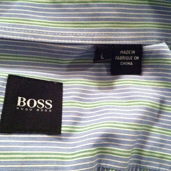 Hugo Boss HUGO BOSS MEN'S BLUE 100%COTTON CASUAL SHIRT SIZE: L Size US L / EU 52-54 / 3 - 8 Thumbnail
