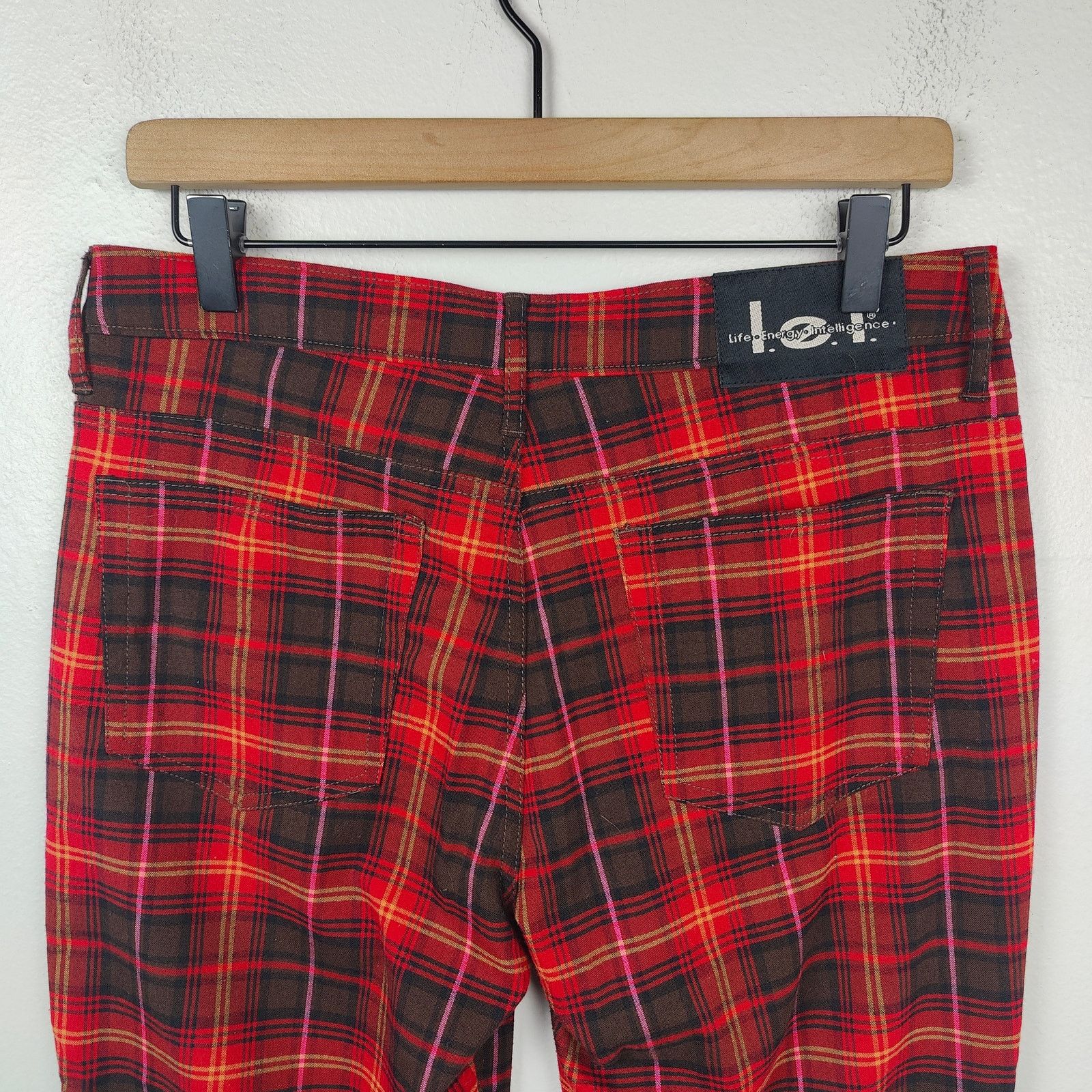 Other Vintage Y2K L.E.I. Plaid Flare Pants Womens 8/9 Red Emo Goth Size 30" / US 8 / IT 44 - 5 Thumbnail